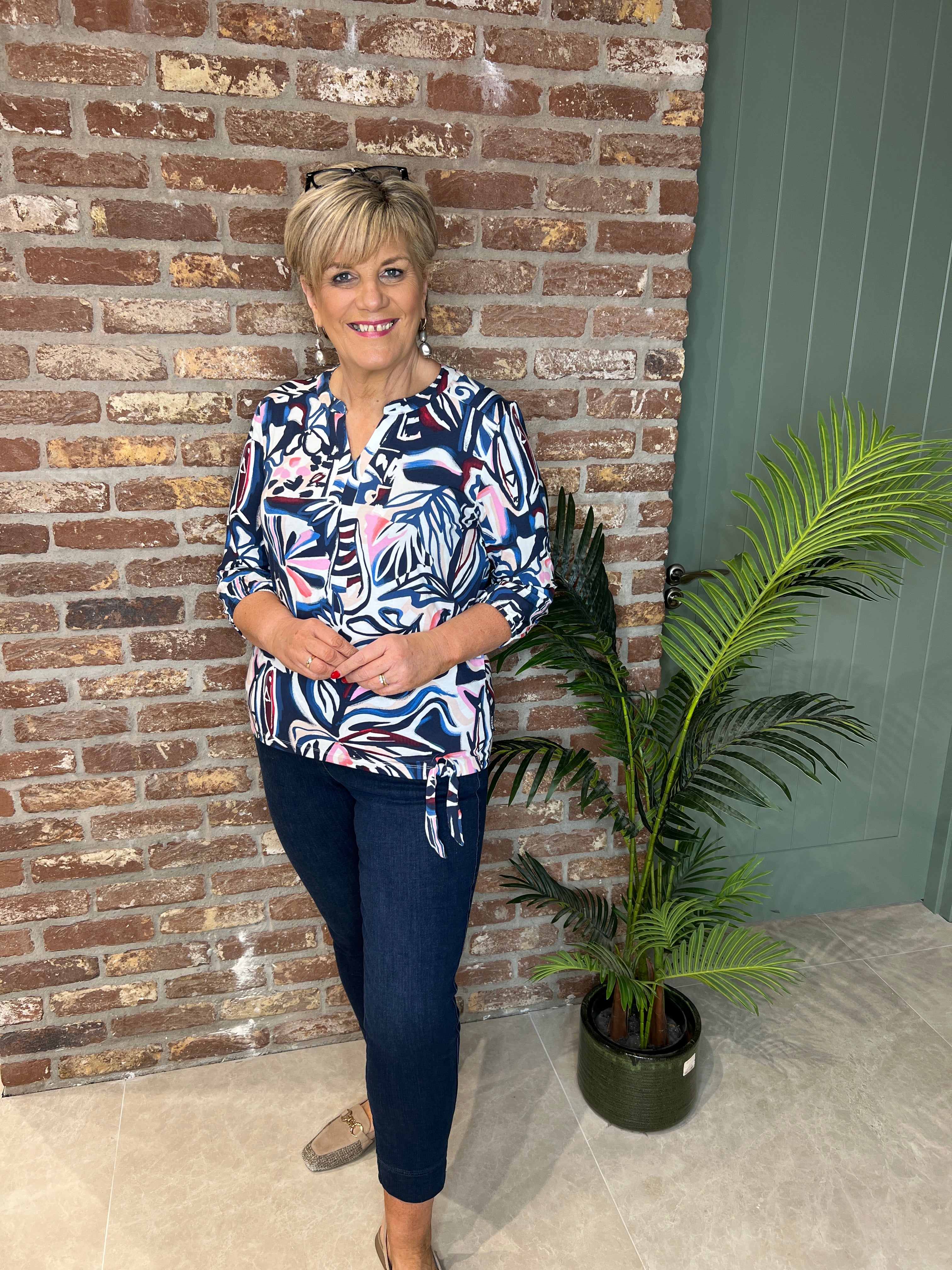 Cecil Multi Top With Tie In Universal Blue