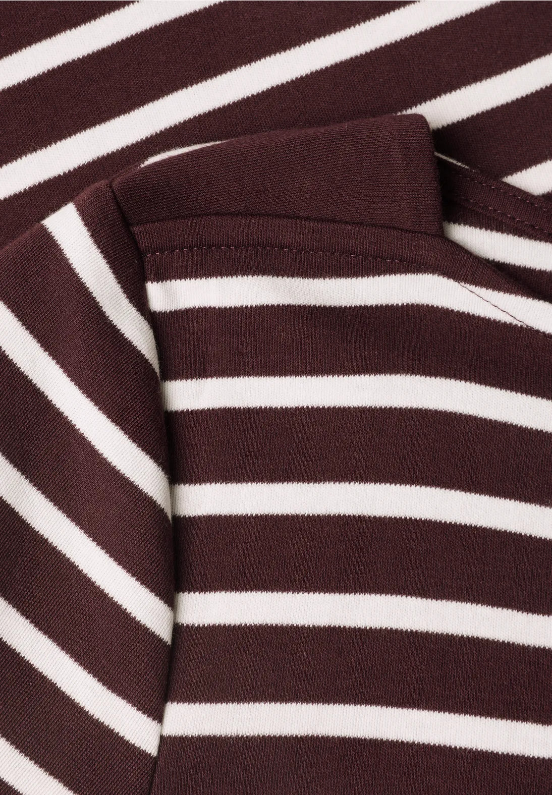 Striped boat neck top in Rustic Rouge