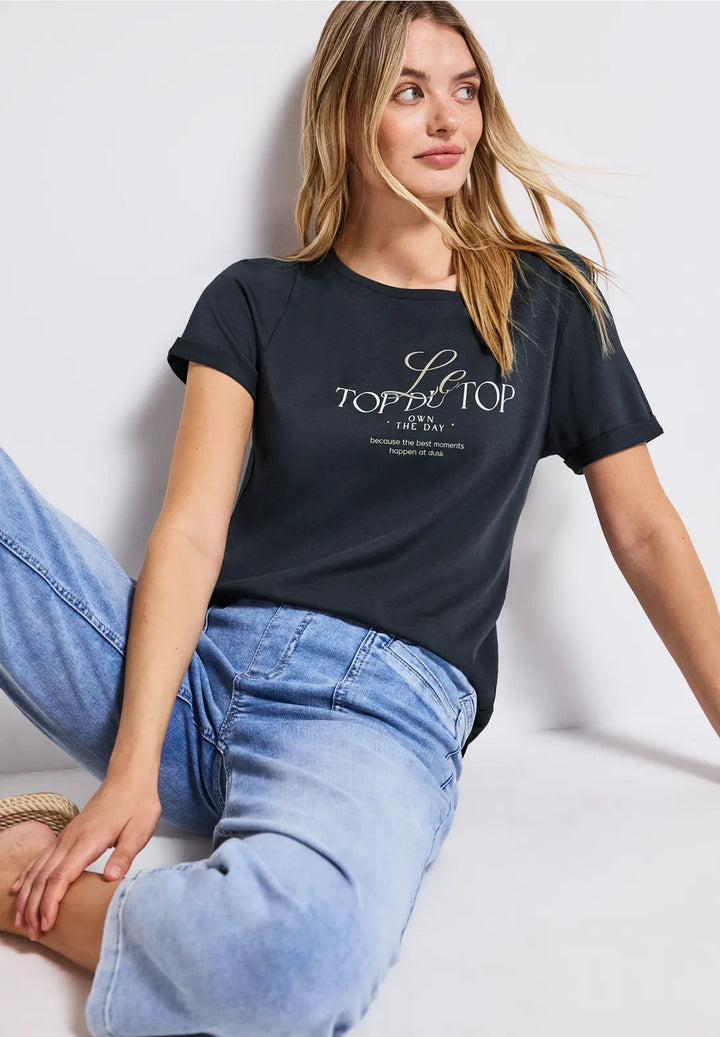 Street One Wording T-shirt In Deepwater Blue