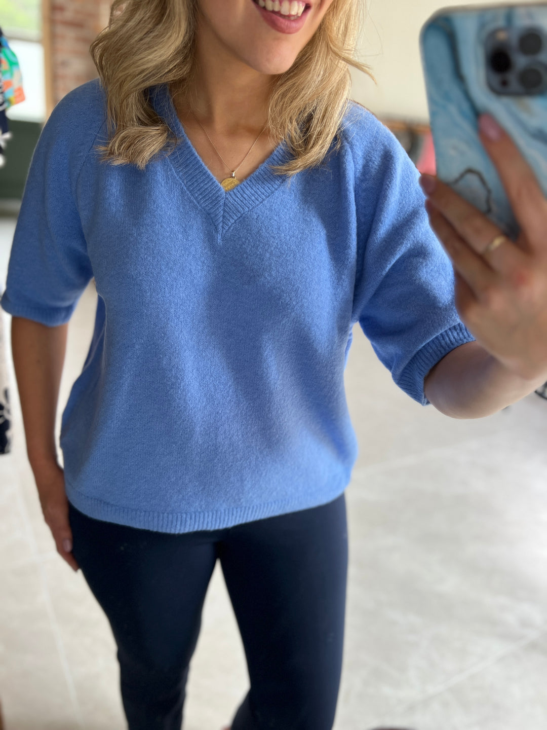 Milano Italy Pullover In Cornflower Blue