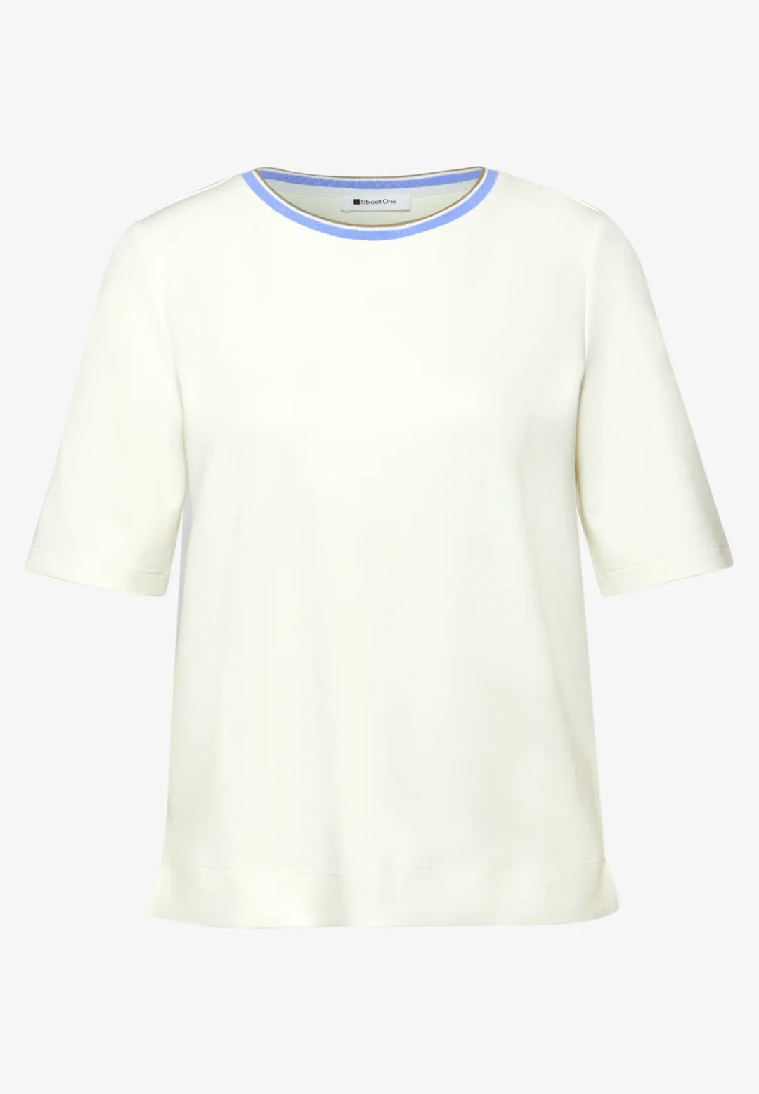 Street One T-shirt With Stripe In Off White