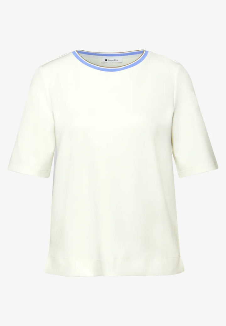 Street One T-shirt With Stripe In Off White
