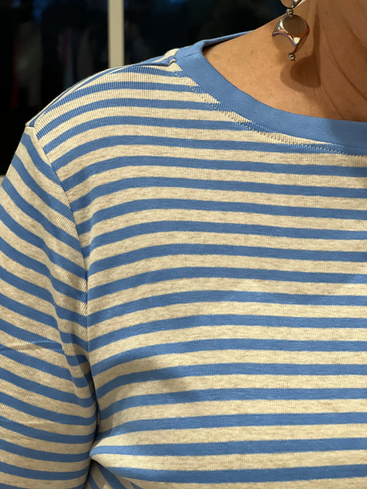 Cecil Basic Striped Top In Fountain Blue