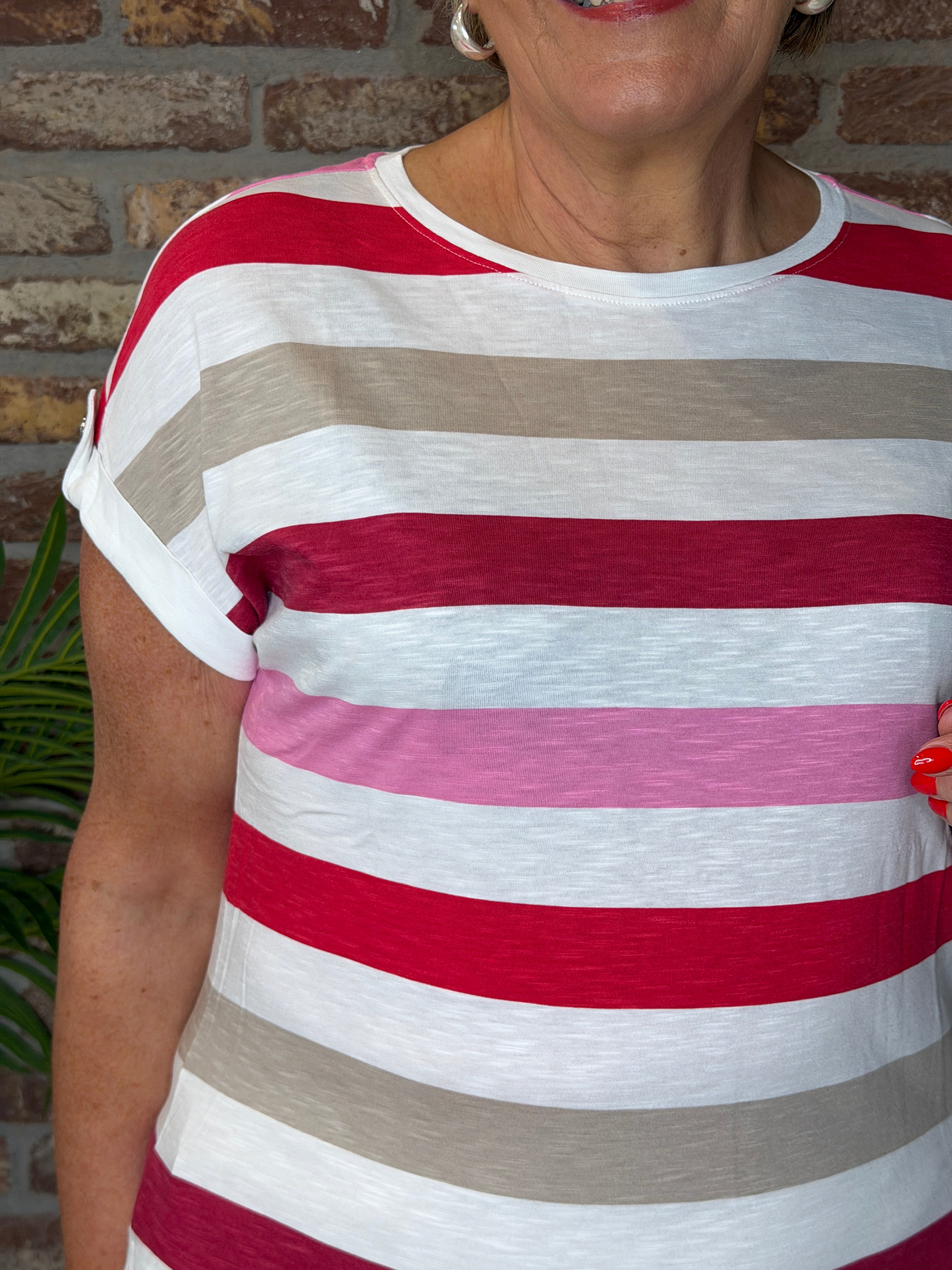 Street One striped t-shirt in salsa red