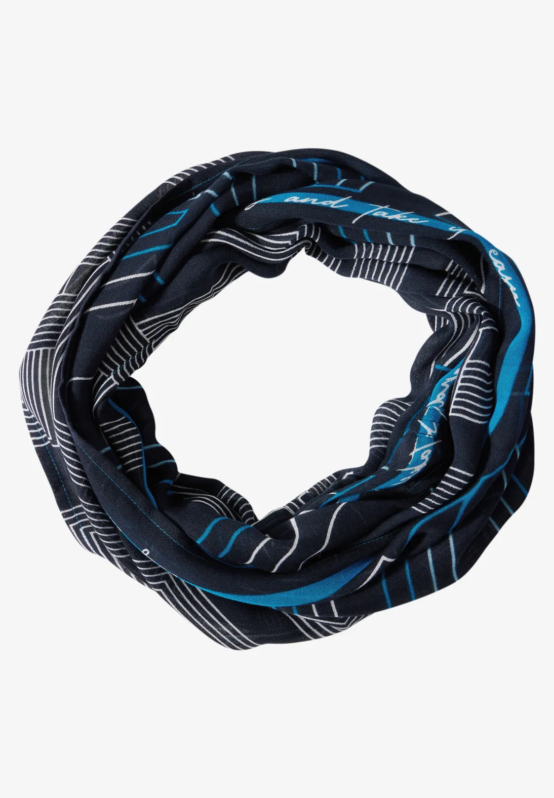 Cecil Print Loop Snood In Deep Petrol