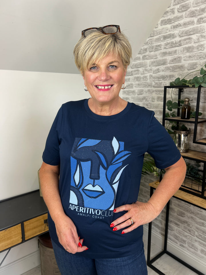 Cecil Hotfix Print T-shirt In Urban Navy