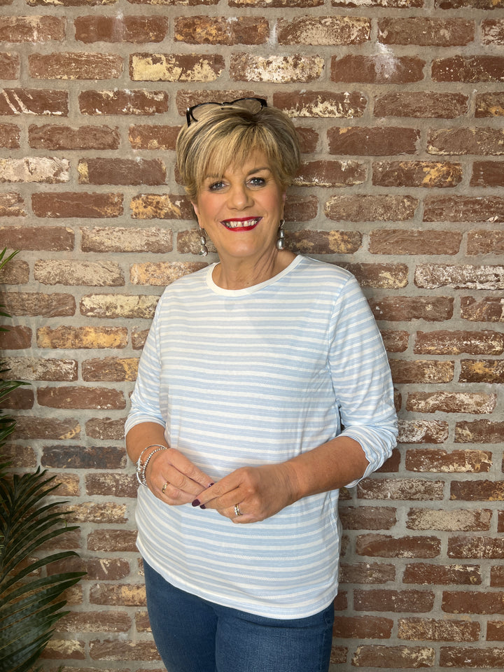 Soya Concept Chanie Striped Top In Light Blue