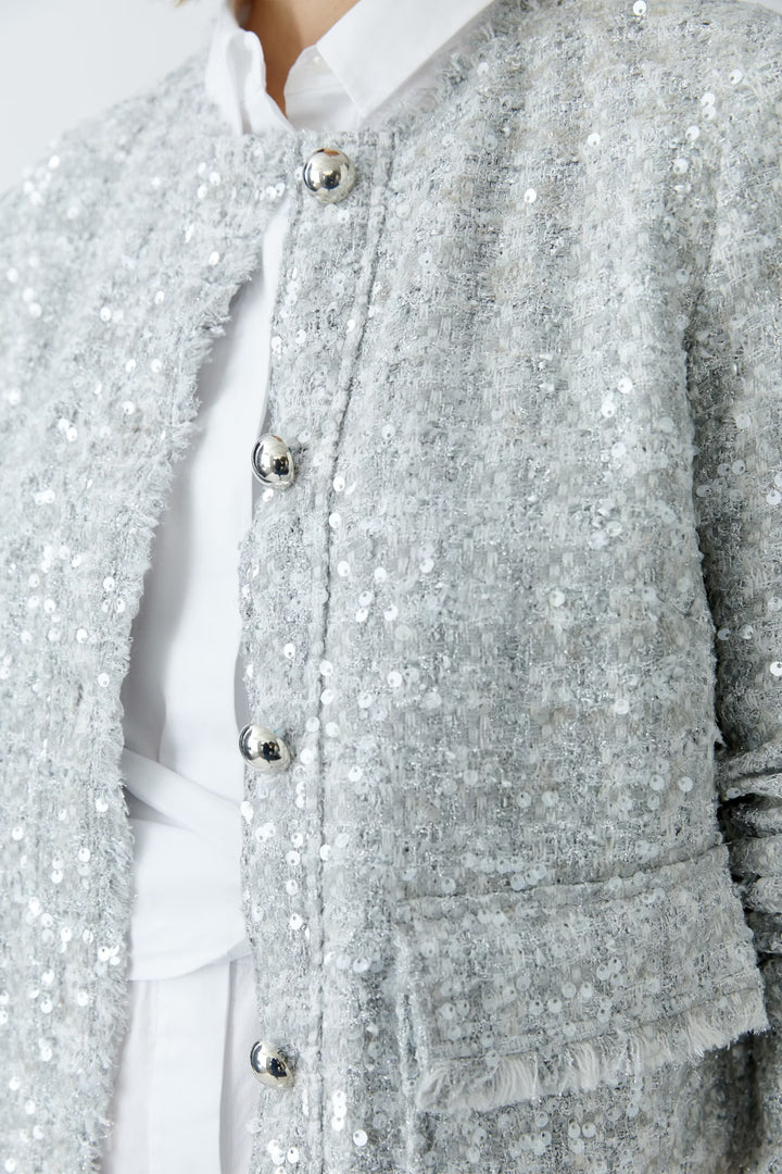 Oui French Style Jacket In Silver