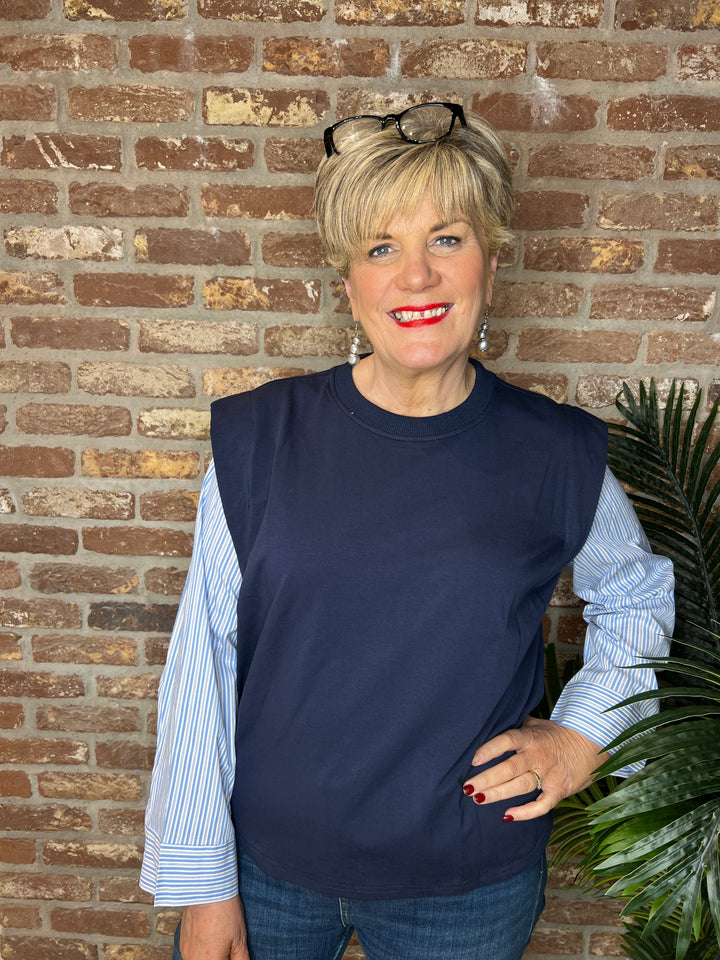 Nümph Nusinei Mix sweatshirt In Dark Sapphire