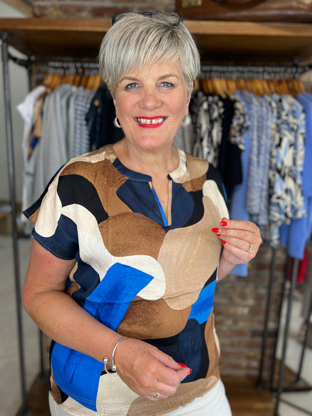 Culture Cudana Blouse In Blue & Brown