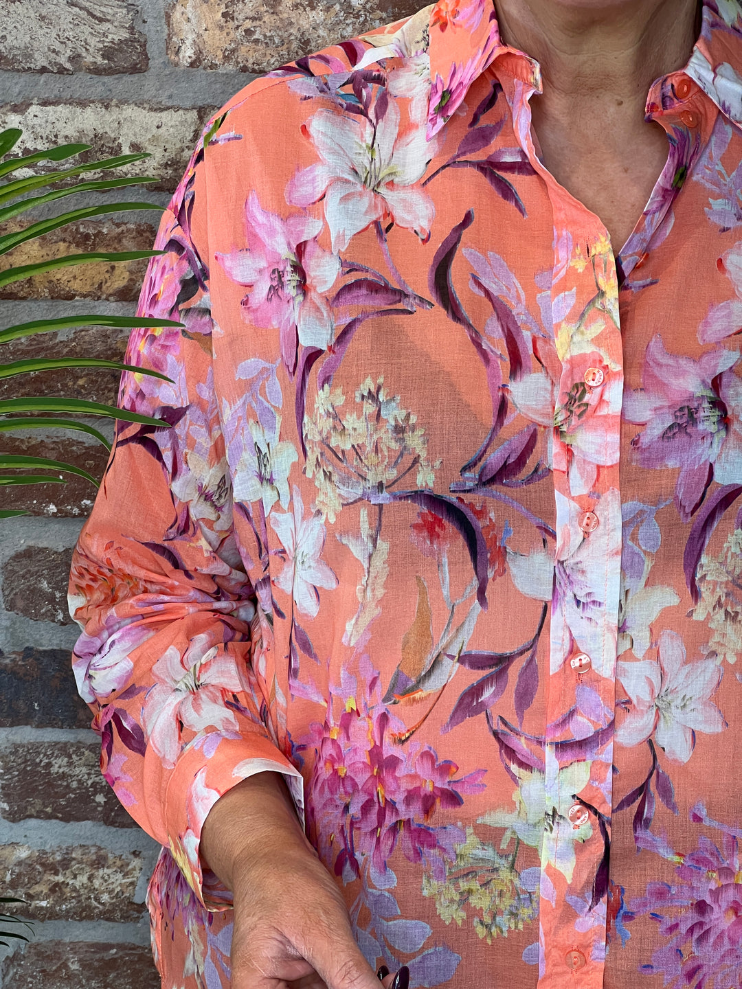 Milano Italy Patterned blouse In Peach multi