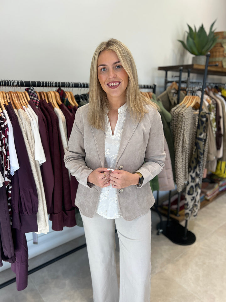 Street One Cord Blazer In Morning Beige