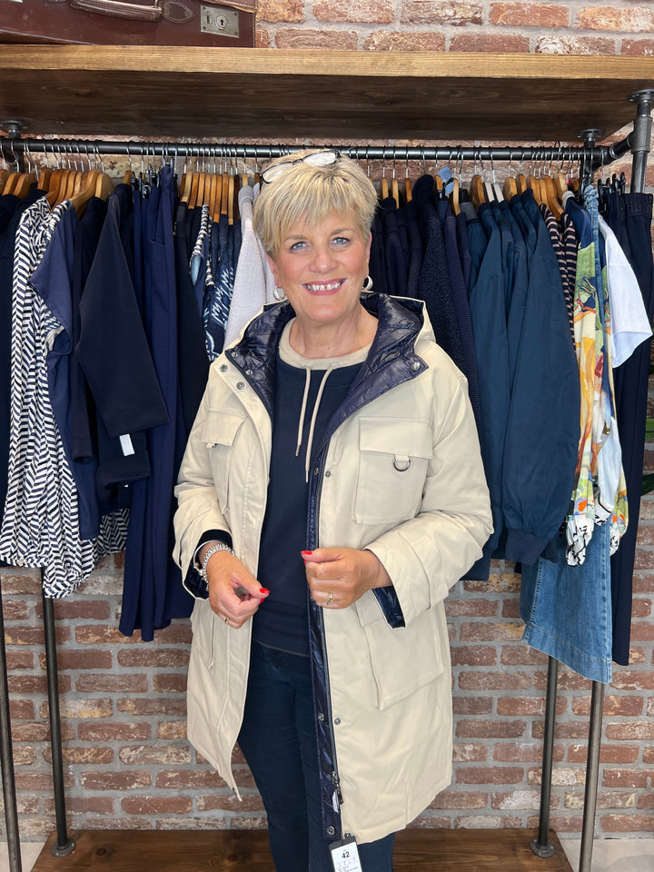 Monari Reversible Coat In Cinnamon & Navy