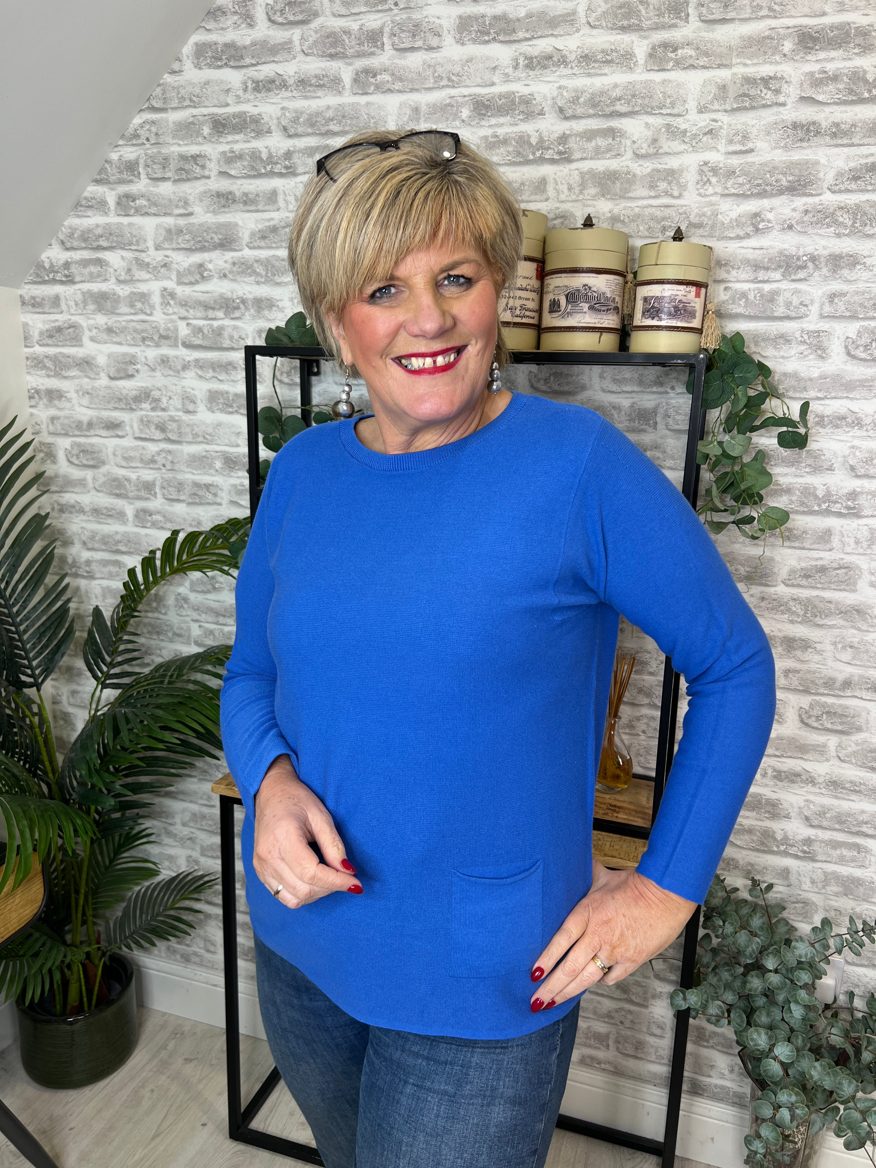 Oui Keiko Pullover In Radiant Blue