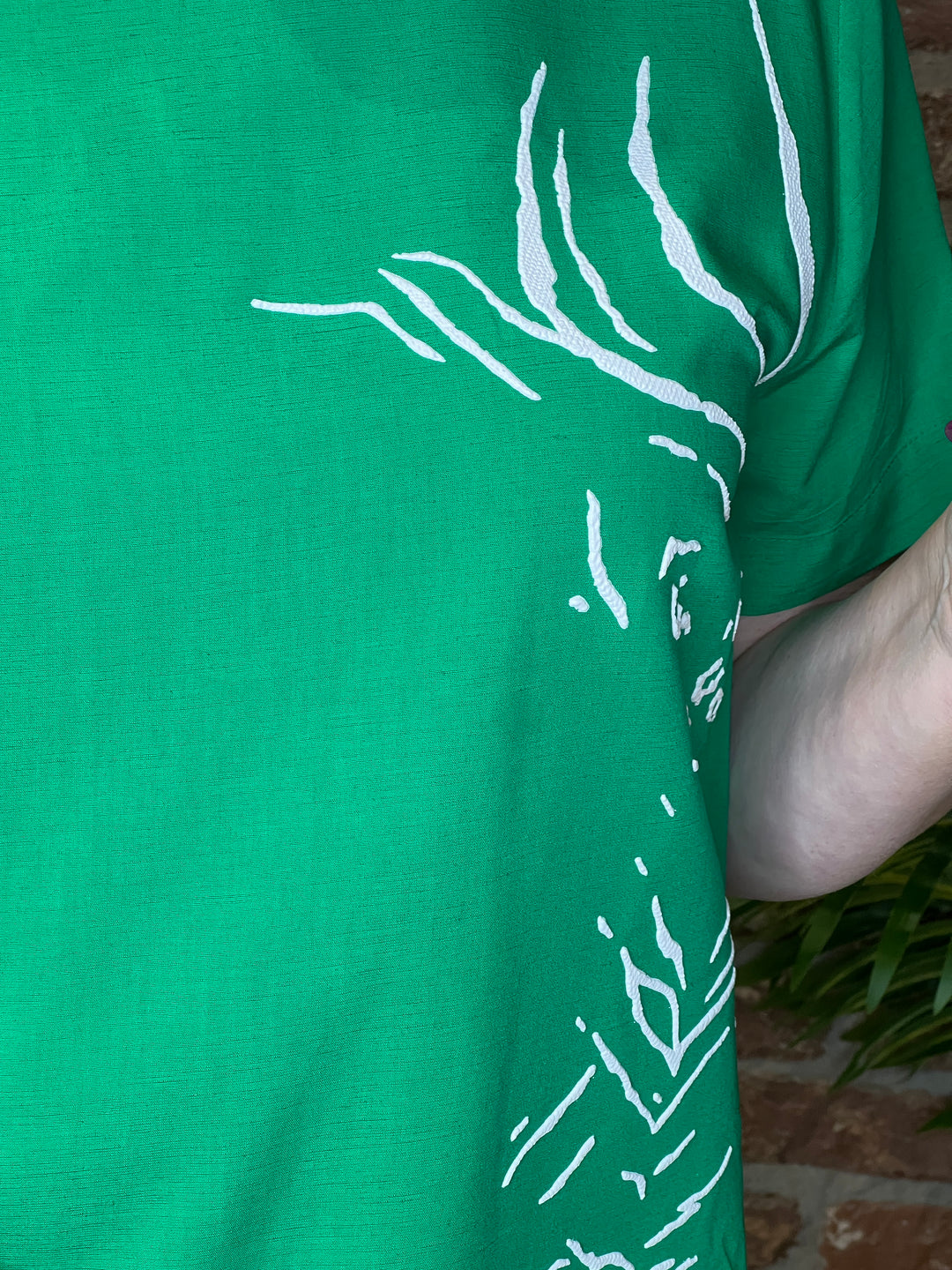 Peruzzi Rubber Print Top in Green Multi