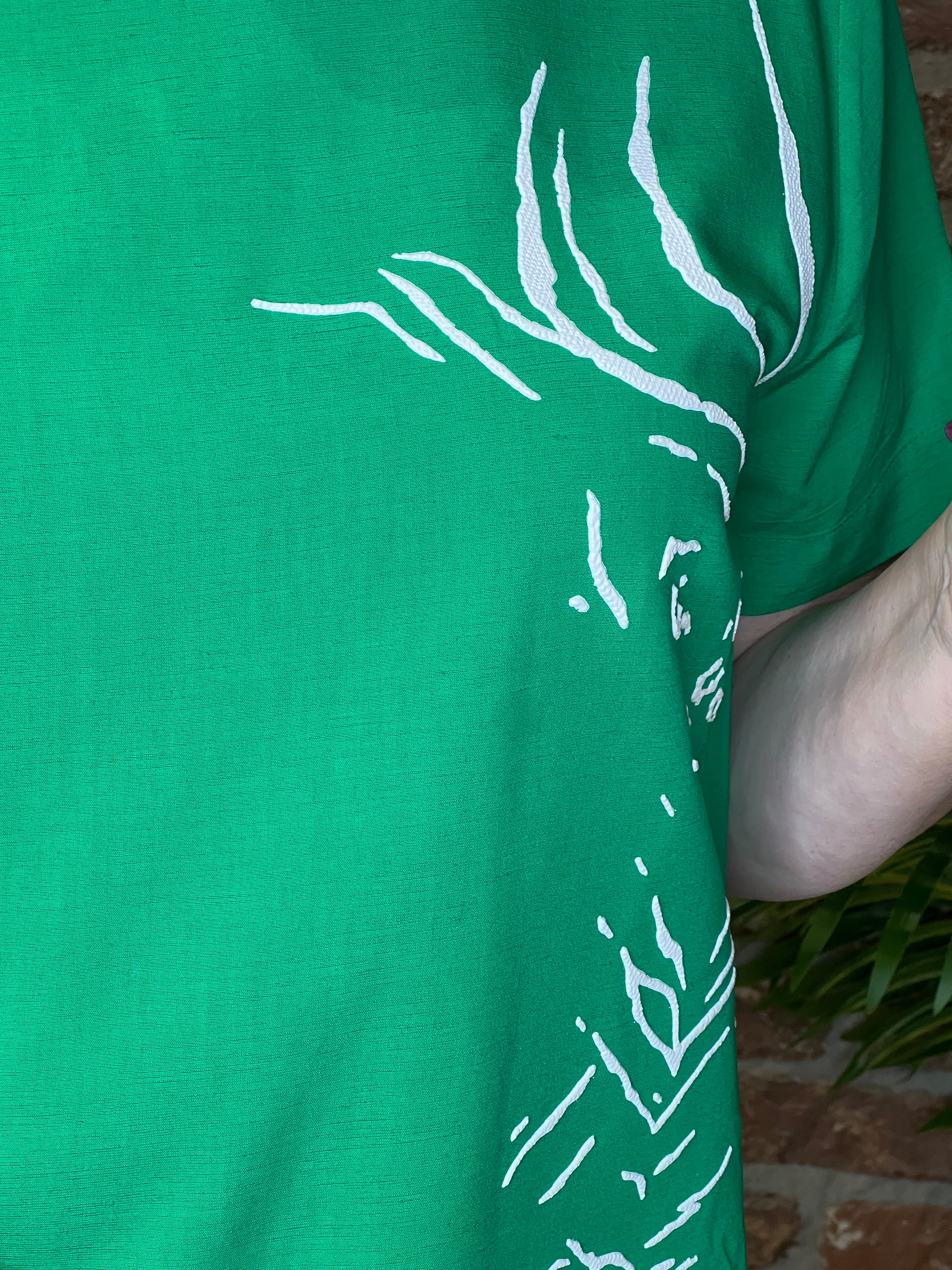 Peruzzi Rubber Print Top in Green Multi