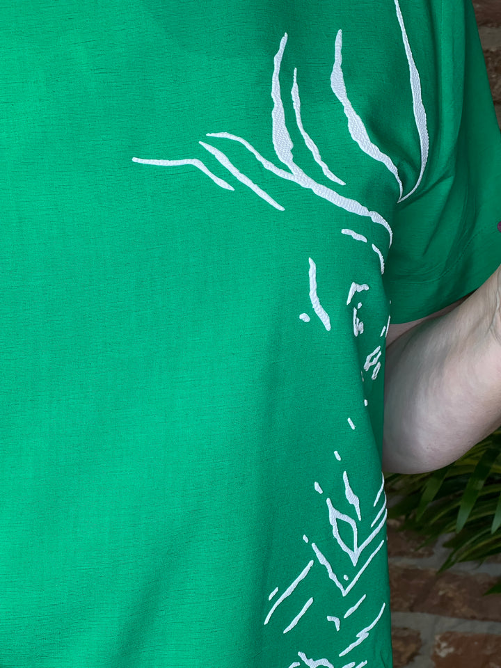 Peruzzi Rubber Print Top in Green Multi