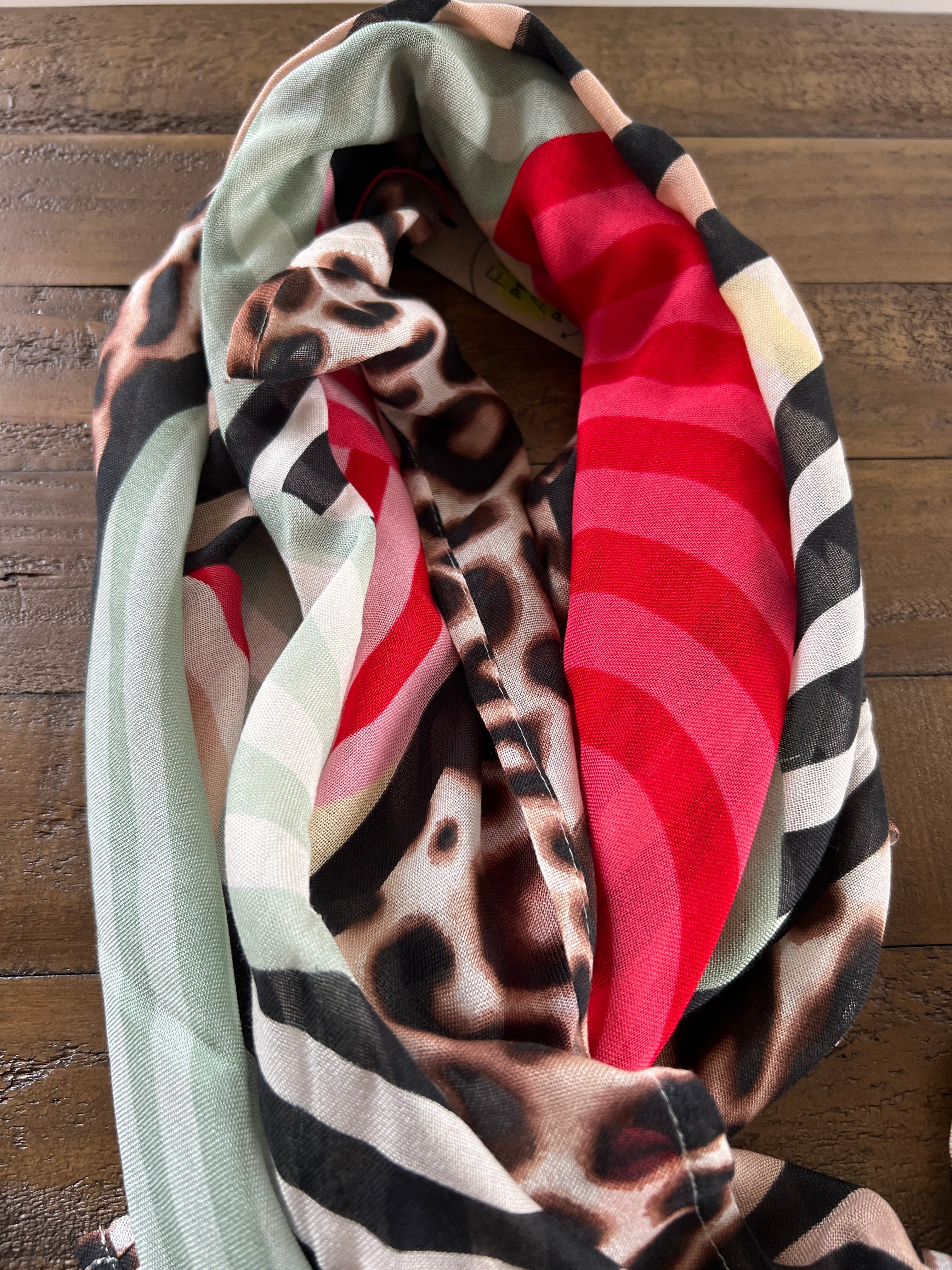 Street One leopard Square Scarf In Red Multi