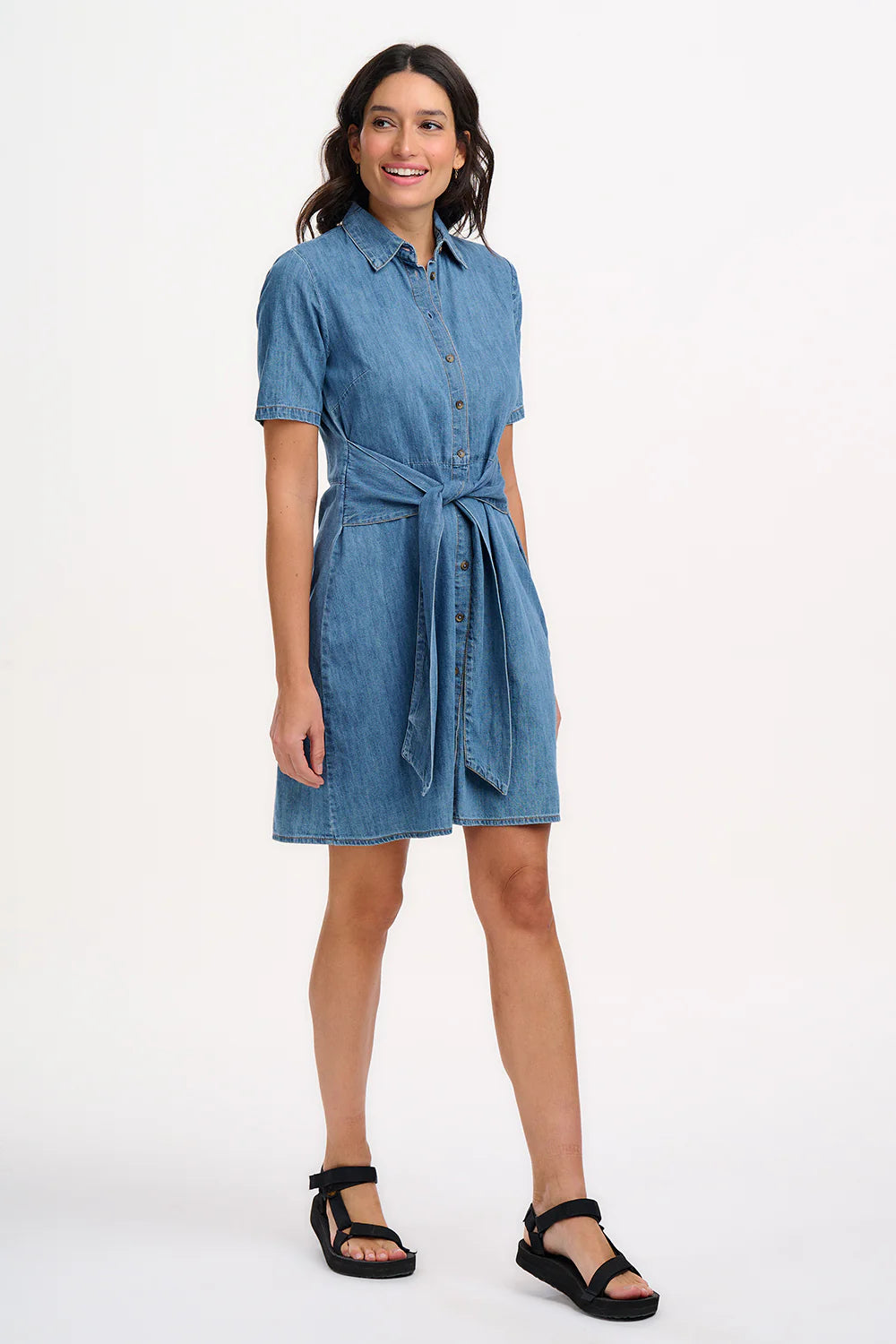 Sugarhill Brighton Talitha Mini Shirt Dress In Mid Denim