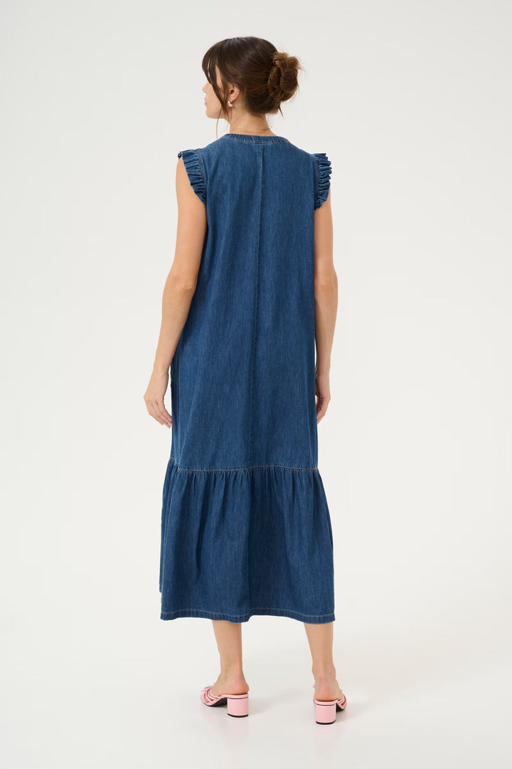 Culture Cuberteline Denim Dress In Dark Blue Wash