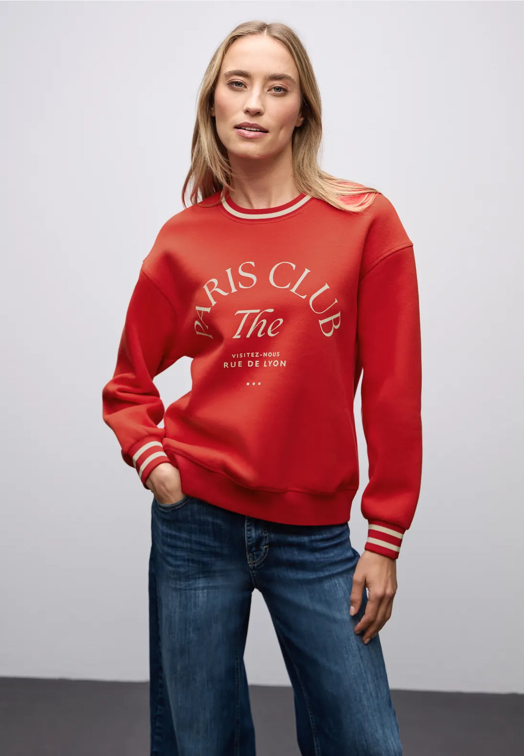 Street One Crew Neck sweatshirt In Racing Red