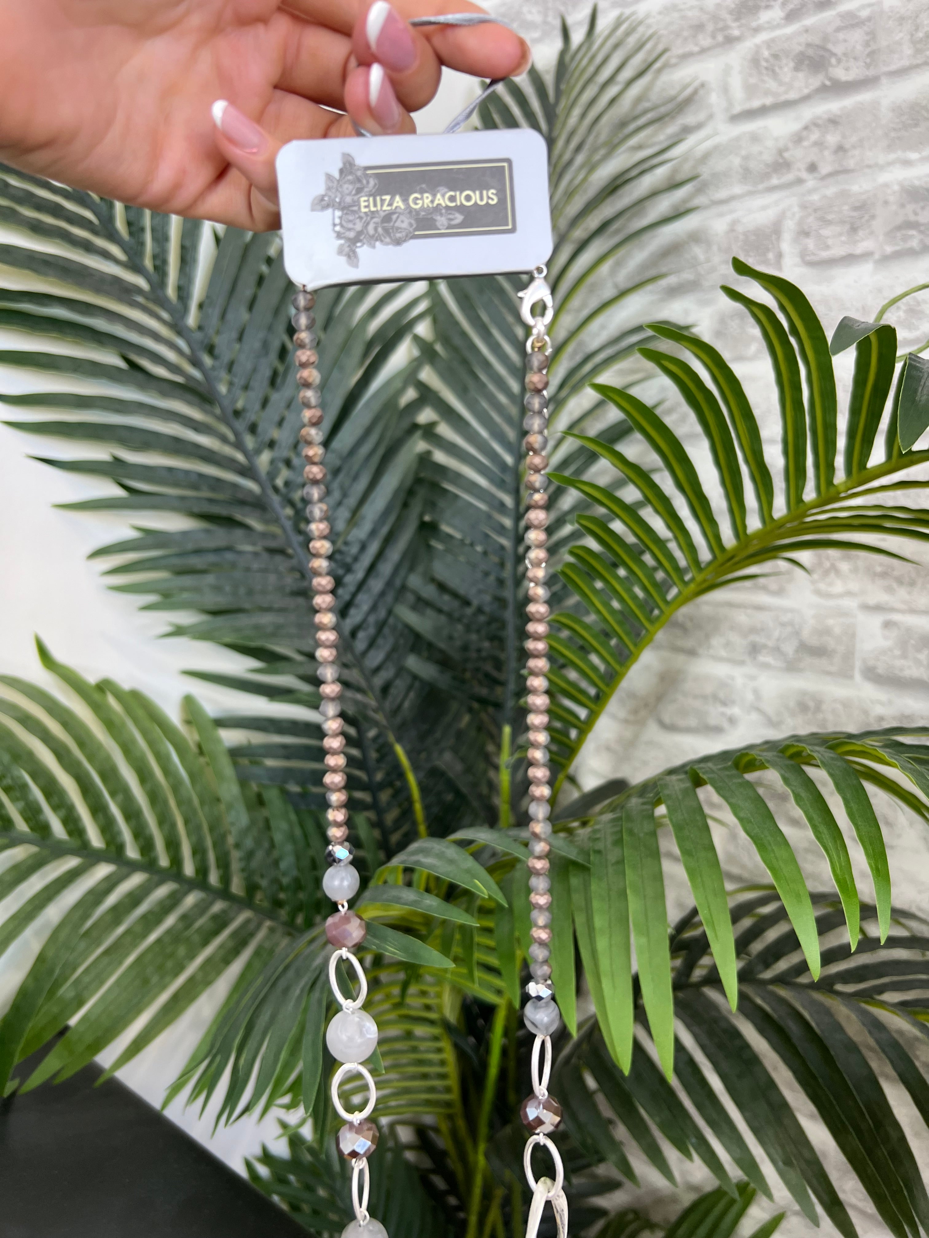 Eliza Gracious Beaded Necklace In Grey