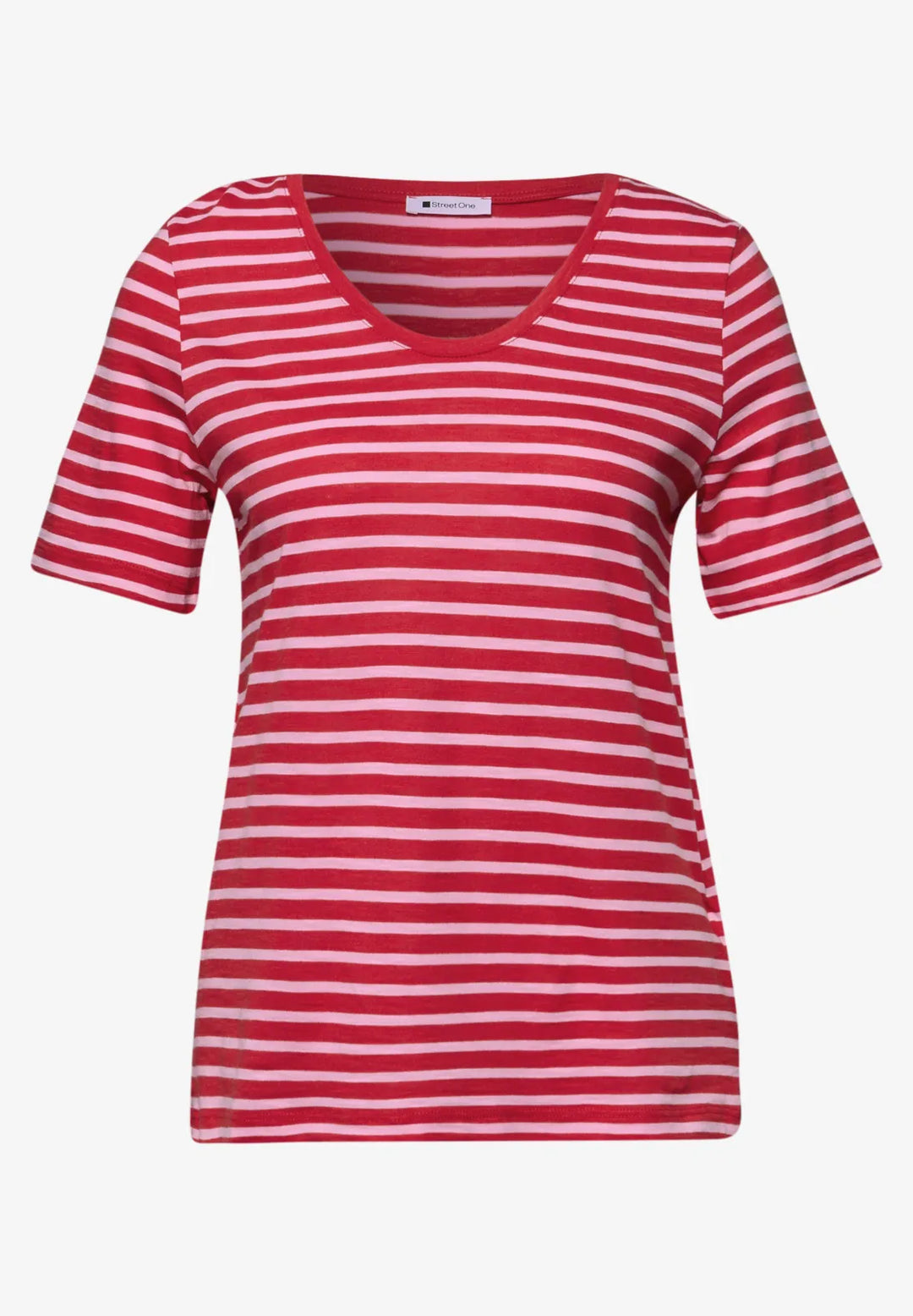 Street One Striped T-shirt In Salsa Red