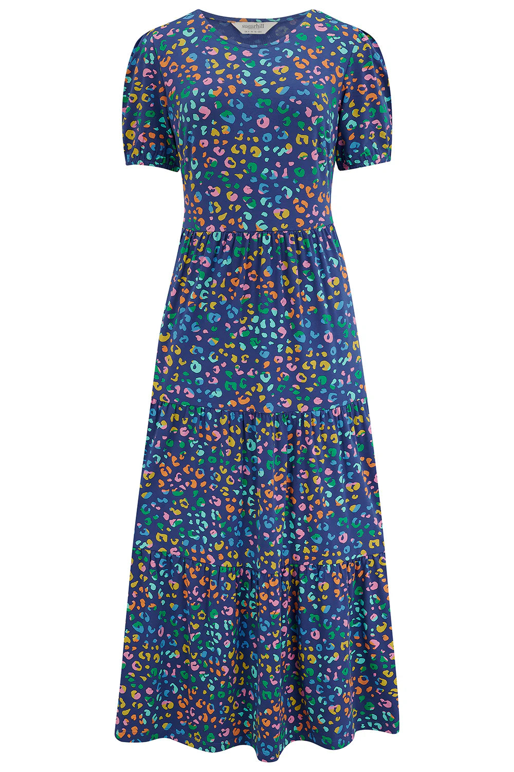 Sugarhill Brighton Mottled Leopard Dress In Bright Navy