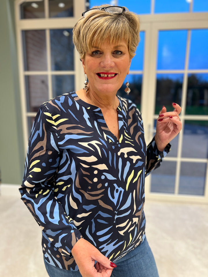 Cecil Multi Blouse In Universal Blue