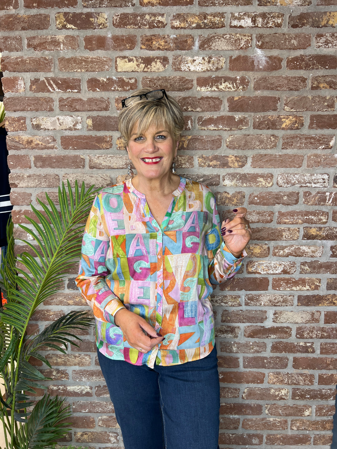 Milano Italy Patterned blouse In rose multi