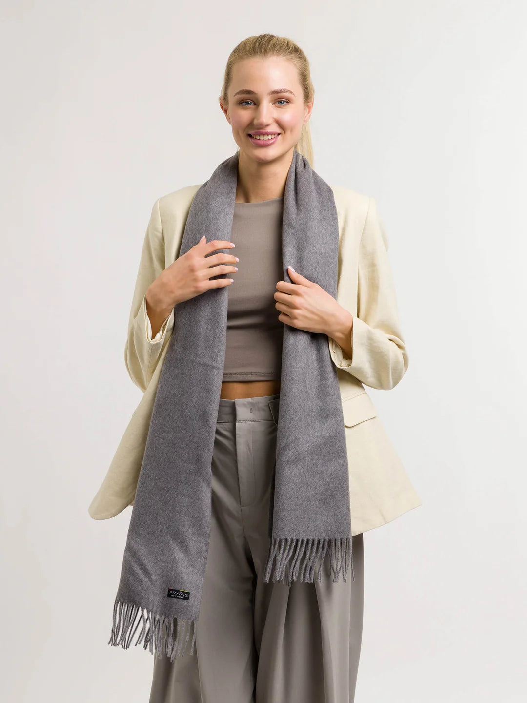 Cashmink plain Scarf In Grey