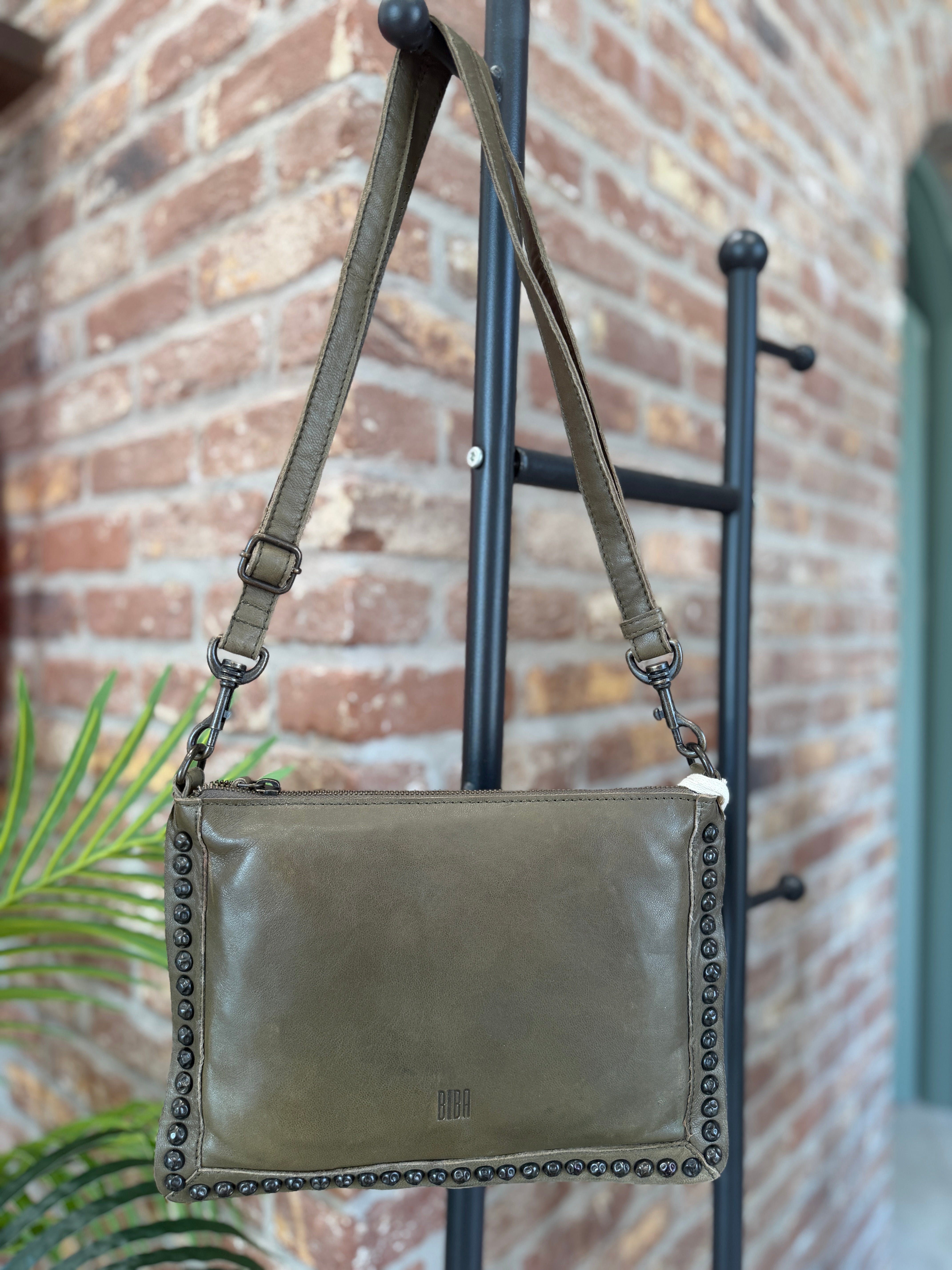 BIBA leather Portland Crossbody bag in Khaki