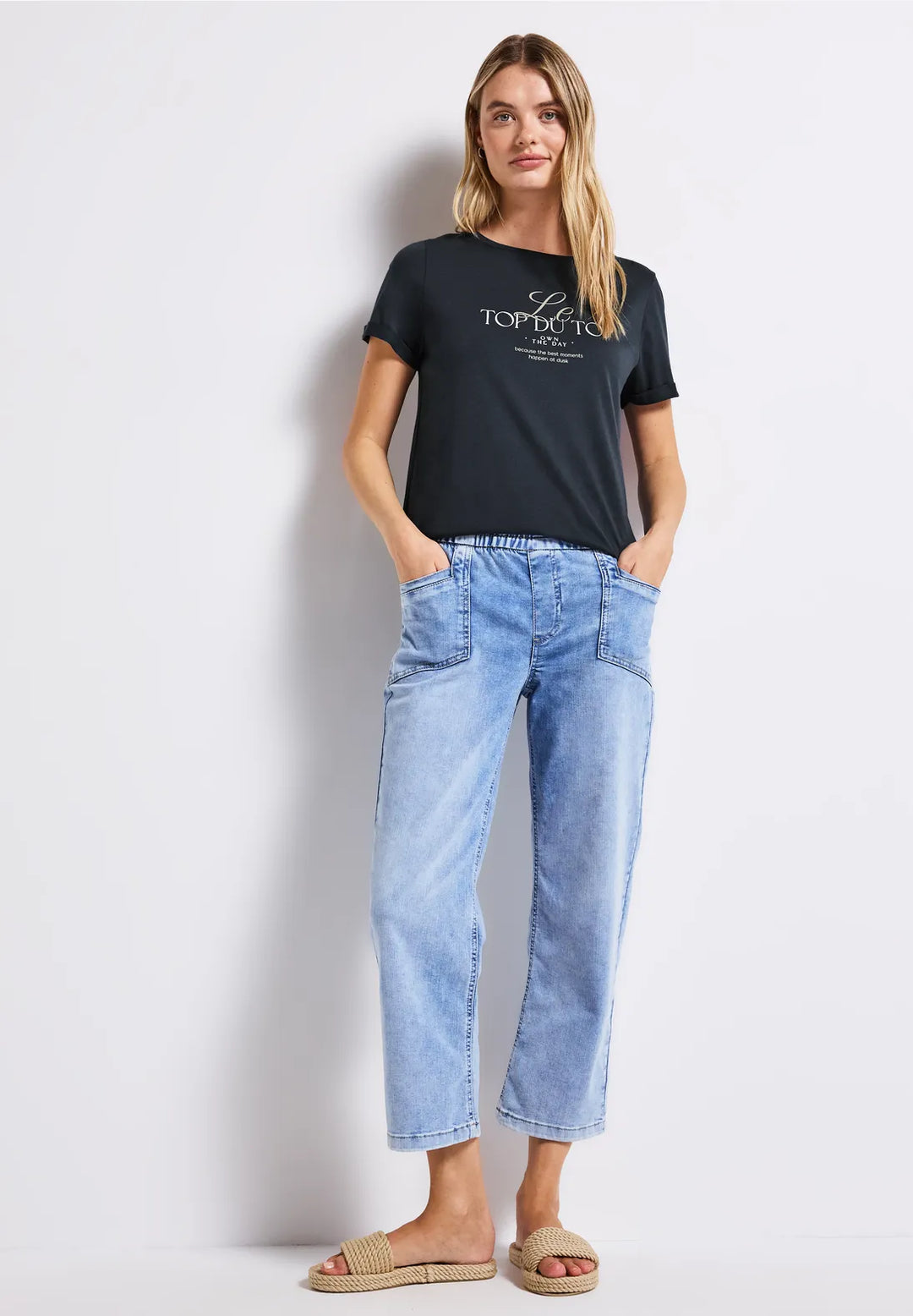 Street One Wording T-shirt In Deepwater Blue