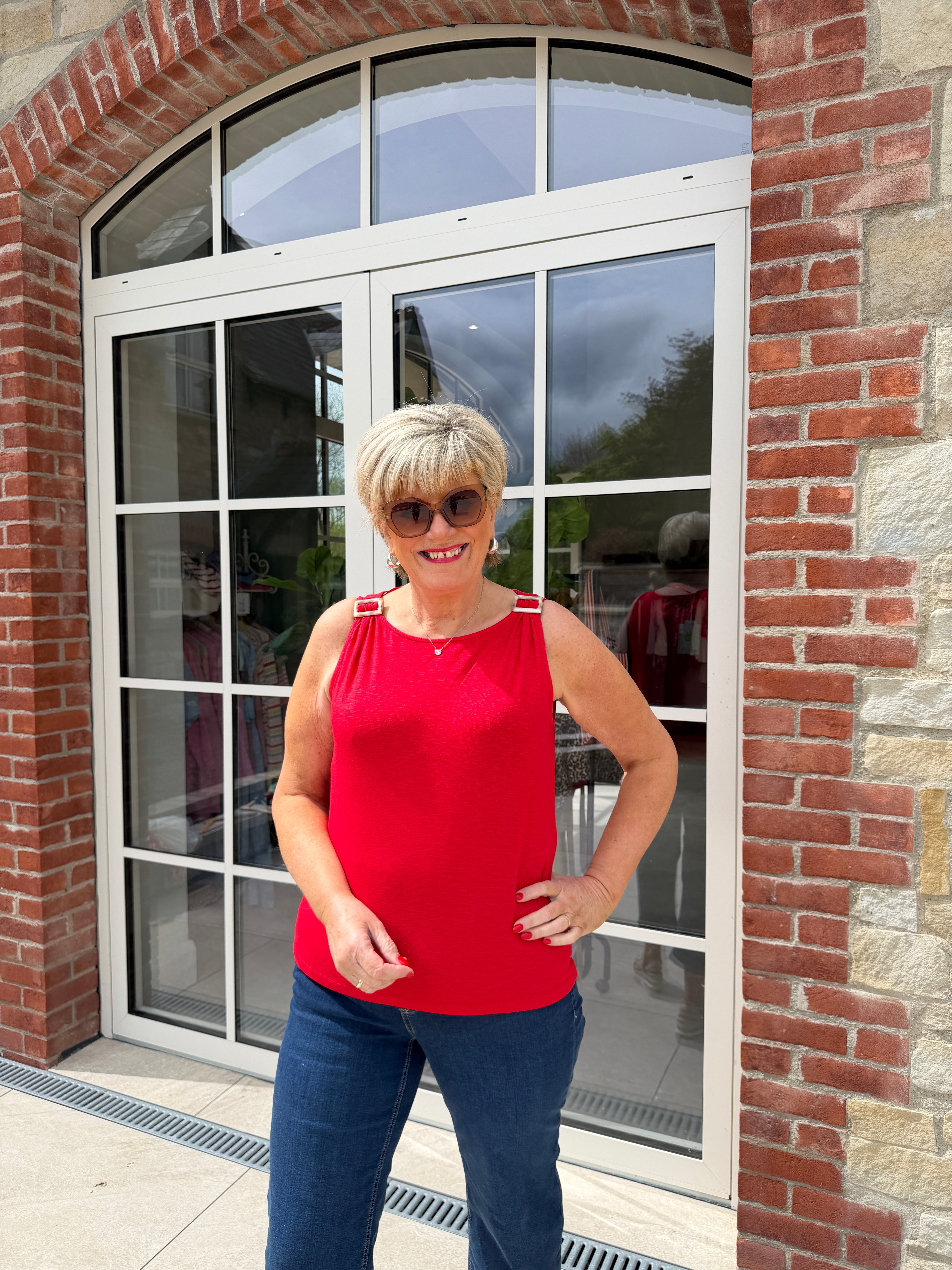 Street One Jersey Top In Salsa Red