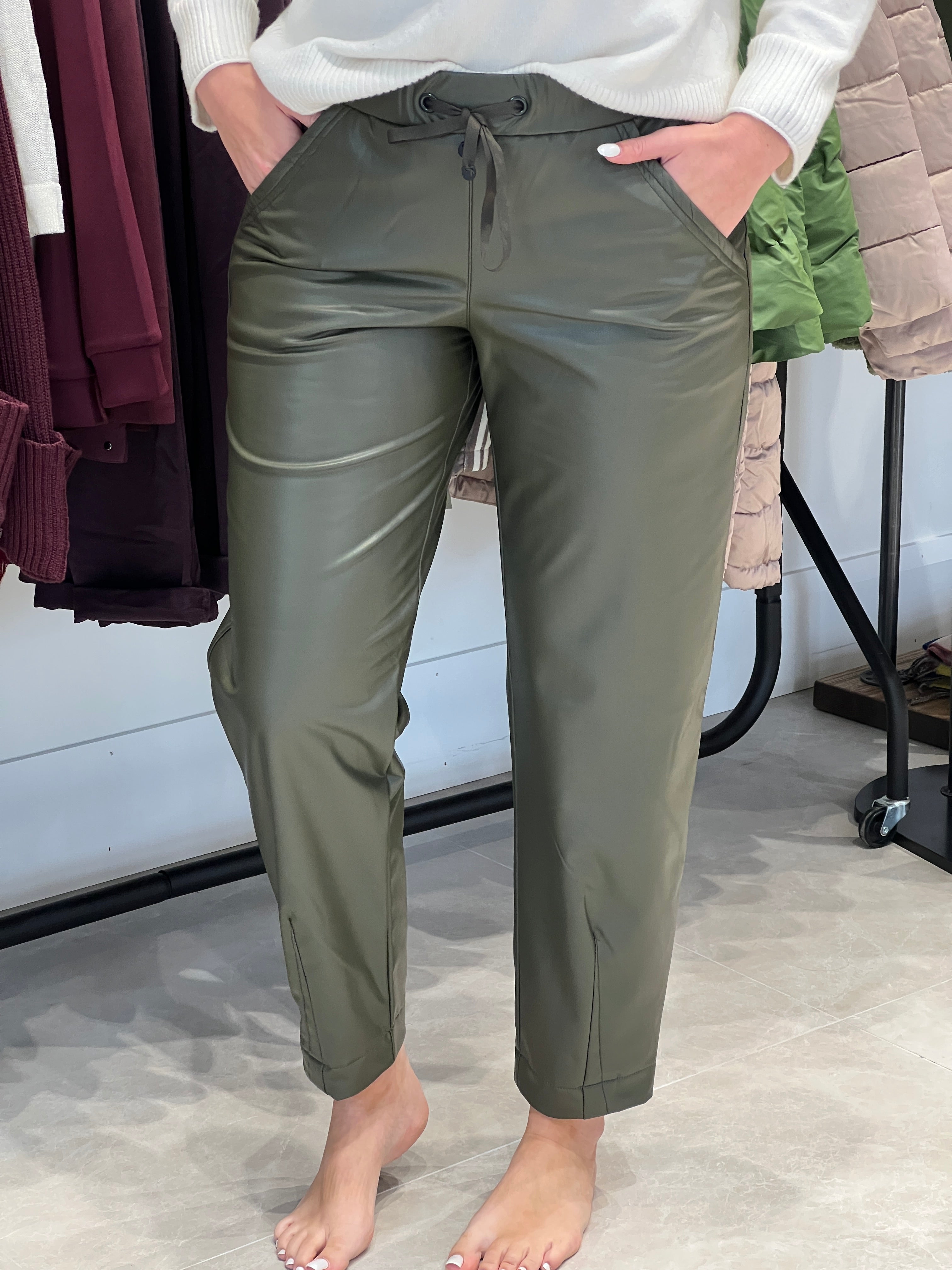 Stehmann Rhonda Pleather Trousers In Forest