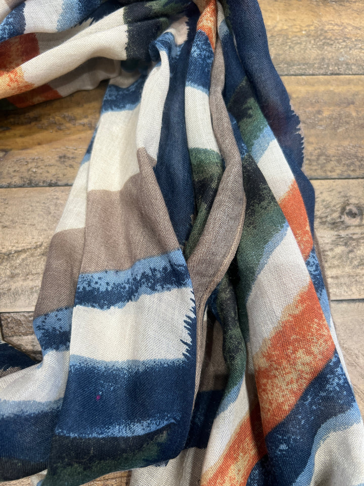 Amelia Striped Scarf In Taupe