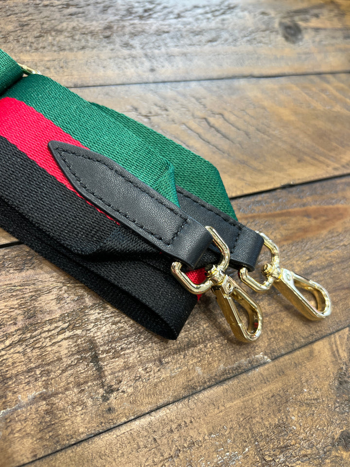 Kerry Crossbody Strap In Red, Green & black