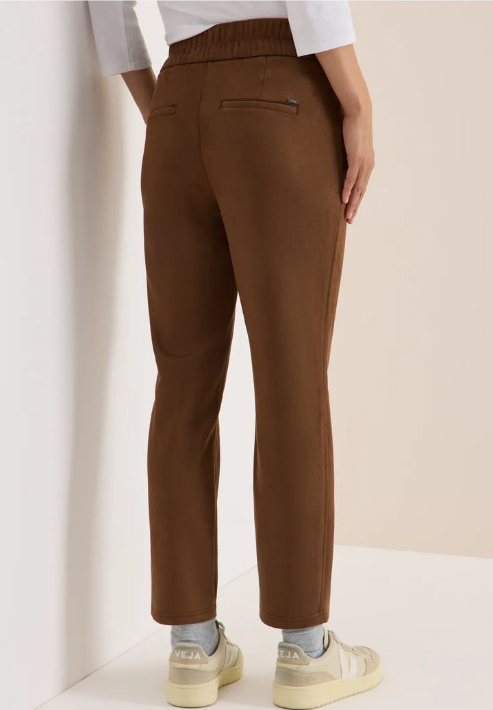 Cecil Tracey Suede Trousers In Mocha Carmel