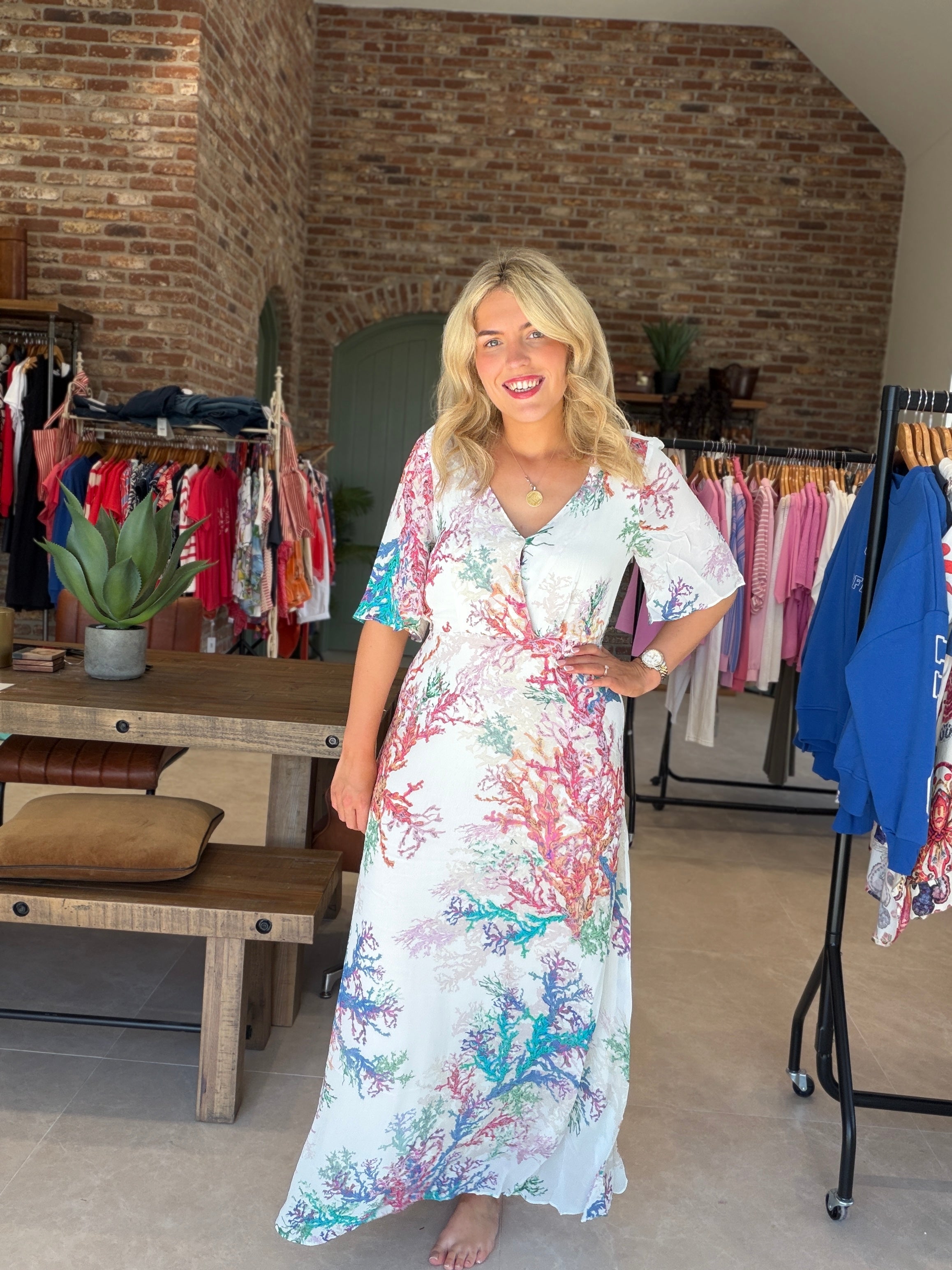 Nümph Nucoral Long Dress In Cloud Dancer