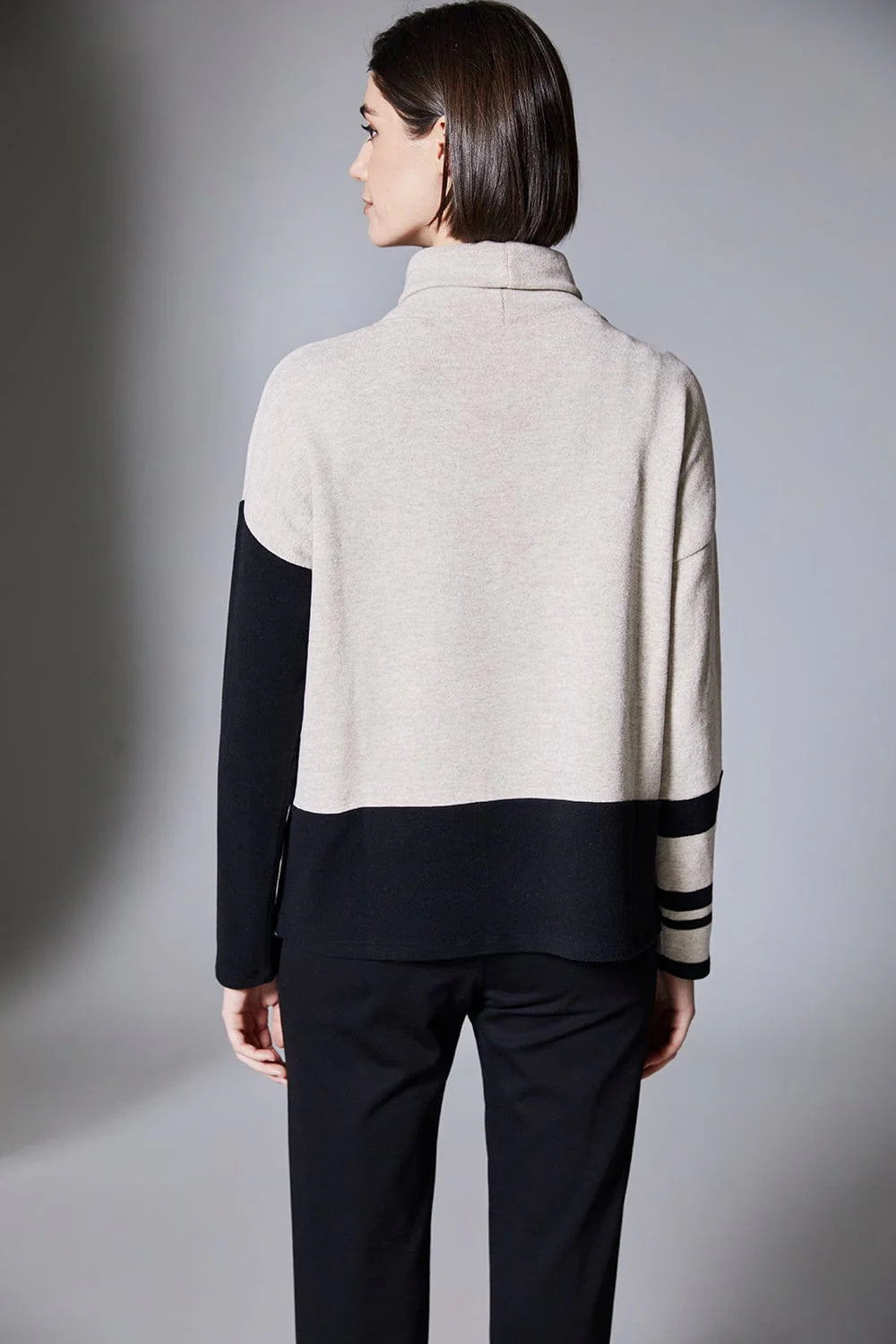 Peruzzi Stripe Colour Block Fleece In Stone
