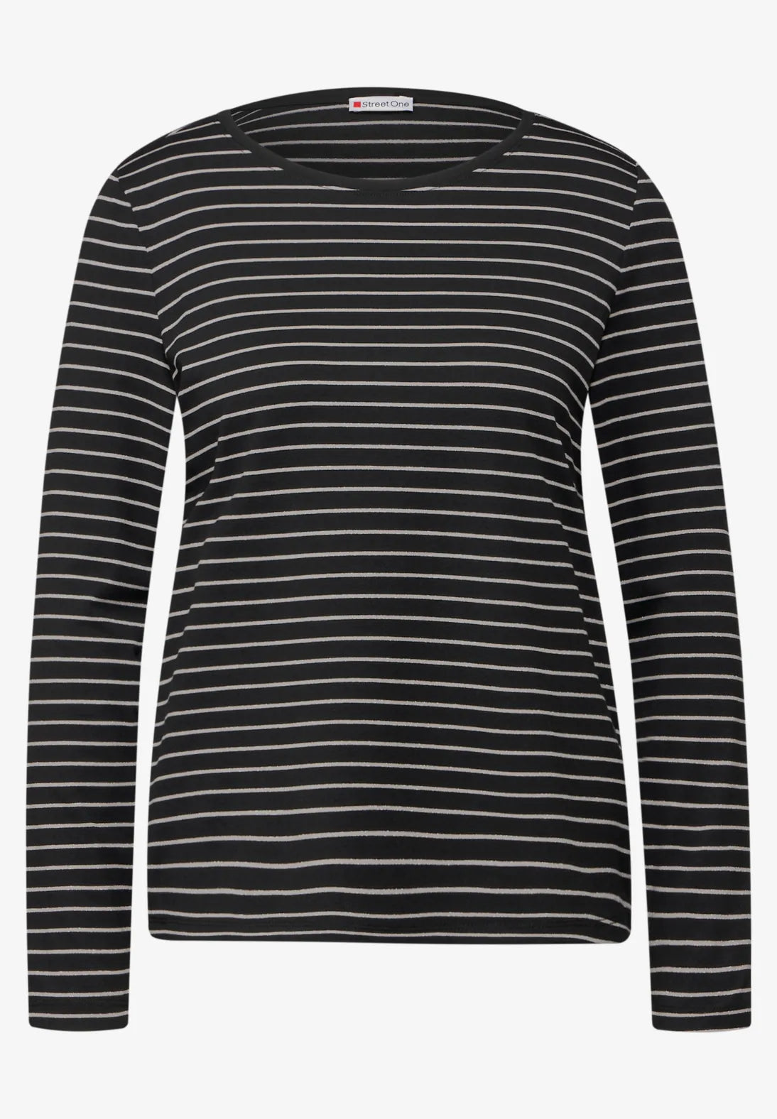 Street One Shiny Stripe Top In Black