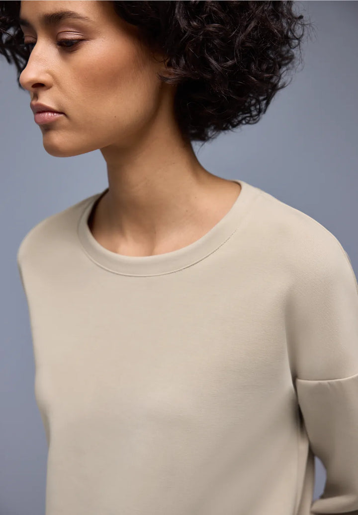 Street One sweatshirt With Stripe In Cotton Beige