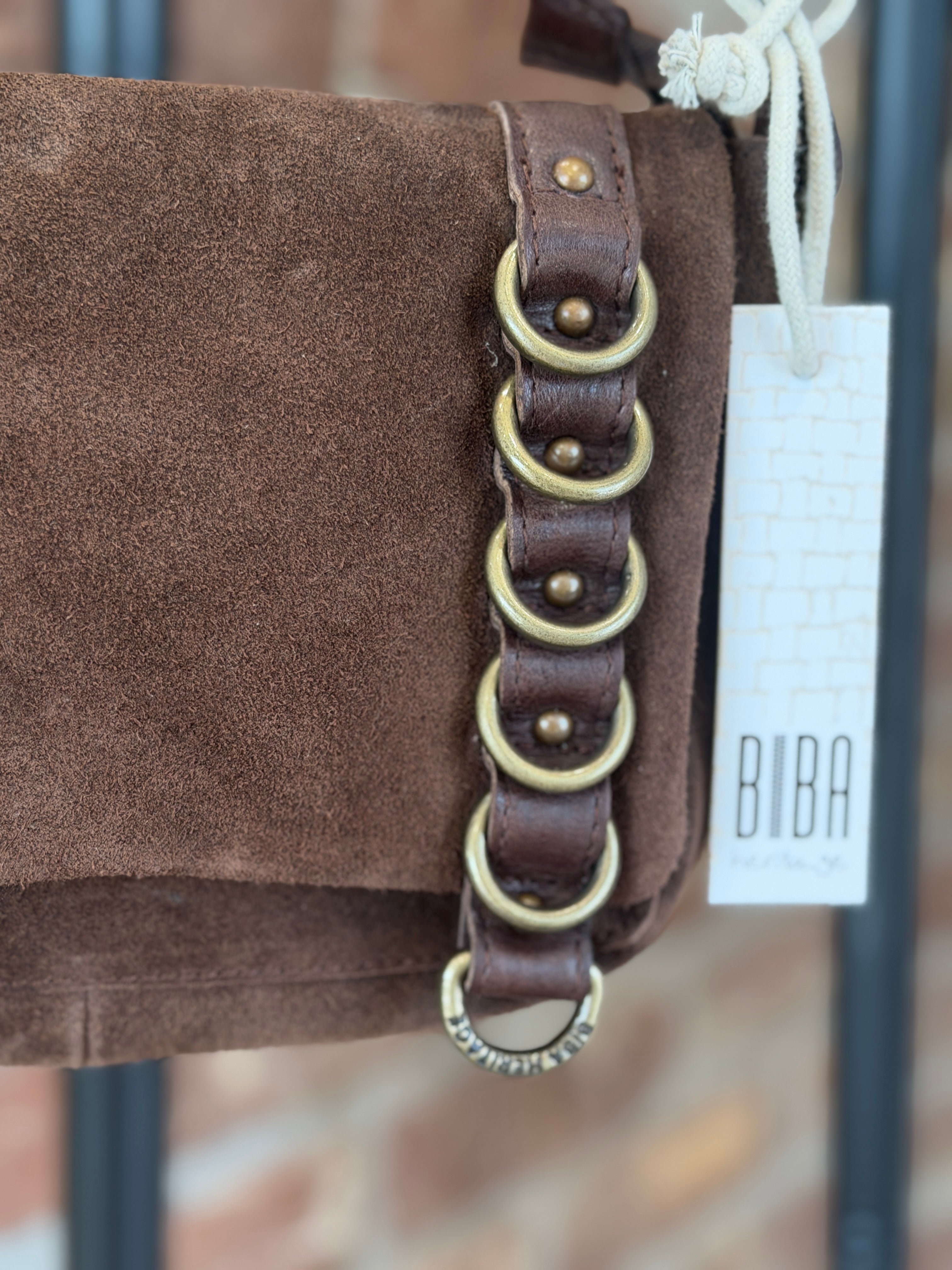 BIBA leather Ruggles Crossbody bag in Dark Brown
