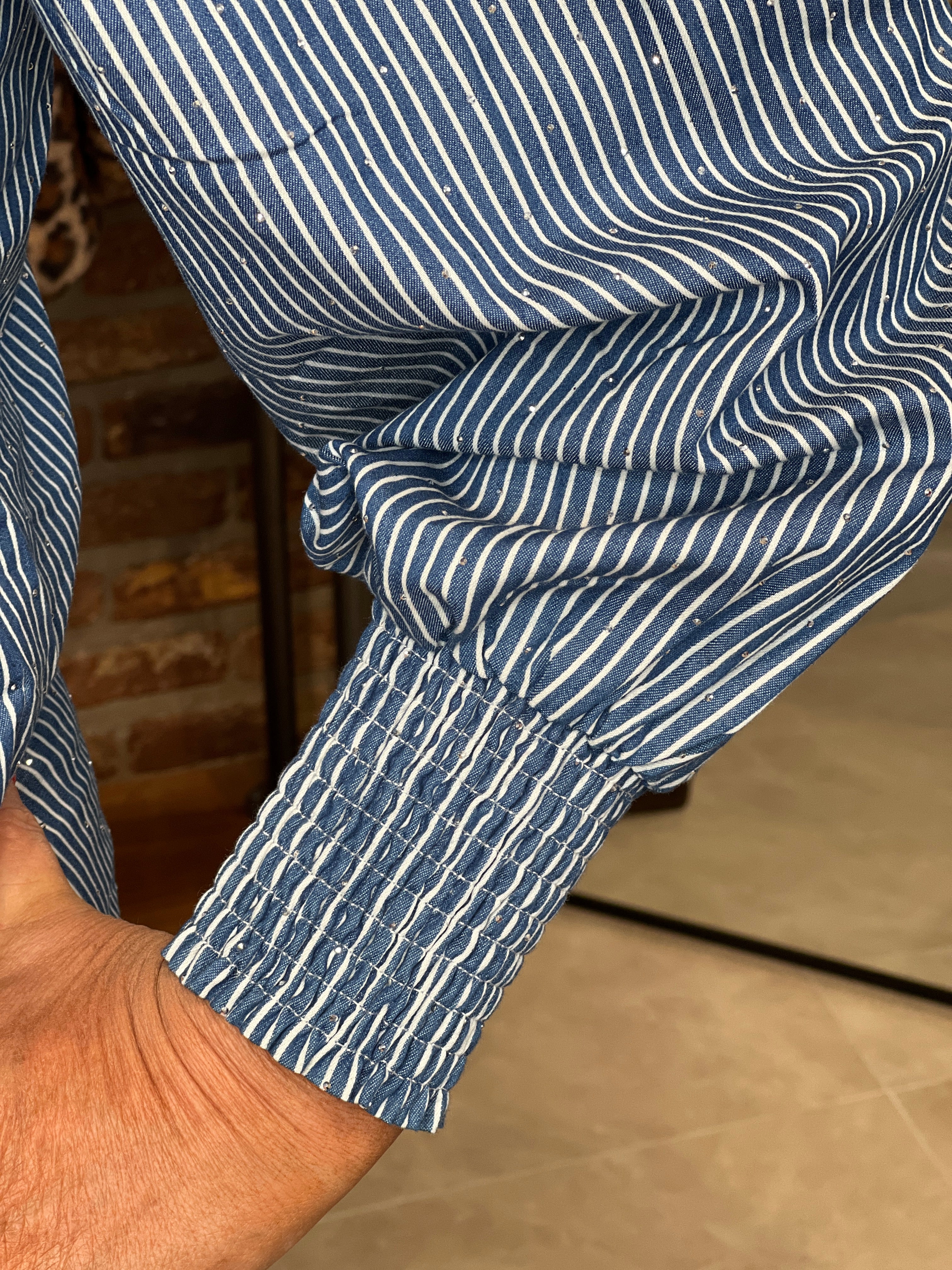 Nümph Nuemile Striped Shirt In Denim Blue