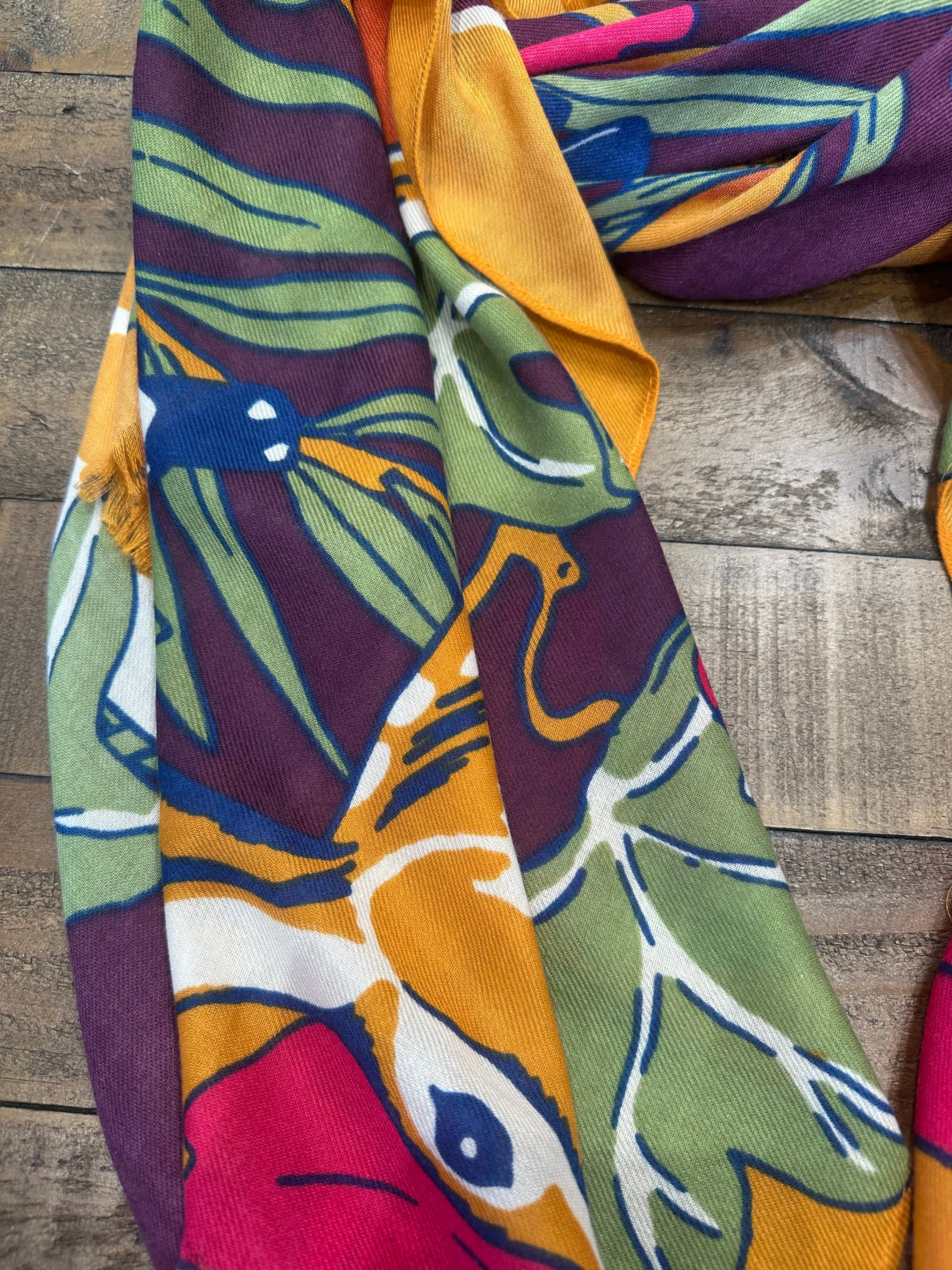 Powder Winter Wonderland Print Scarf In Damson