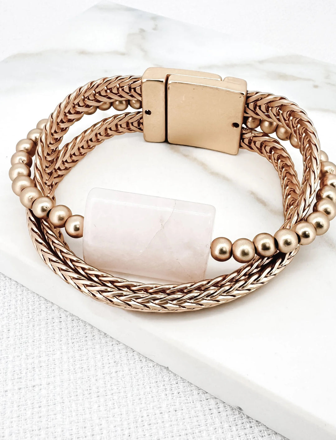 Envy Chain Multi Strand Bracelet in Gold & White