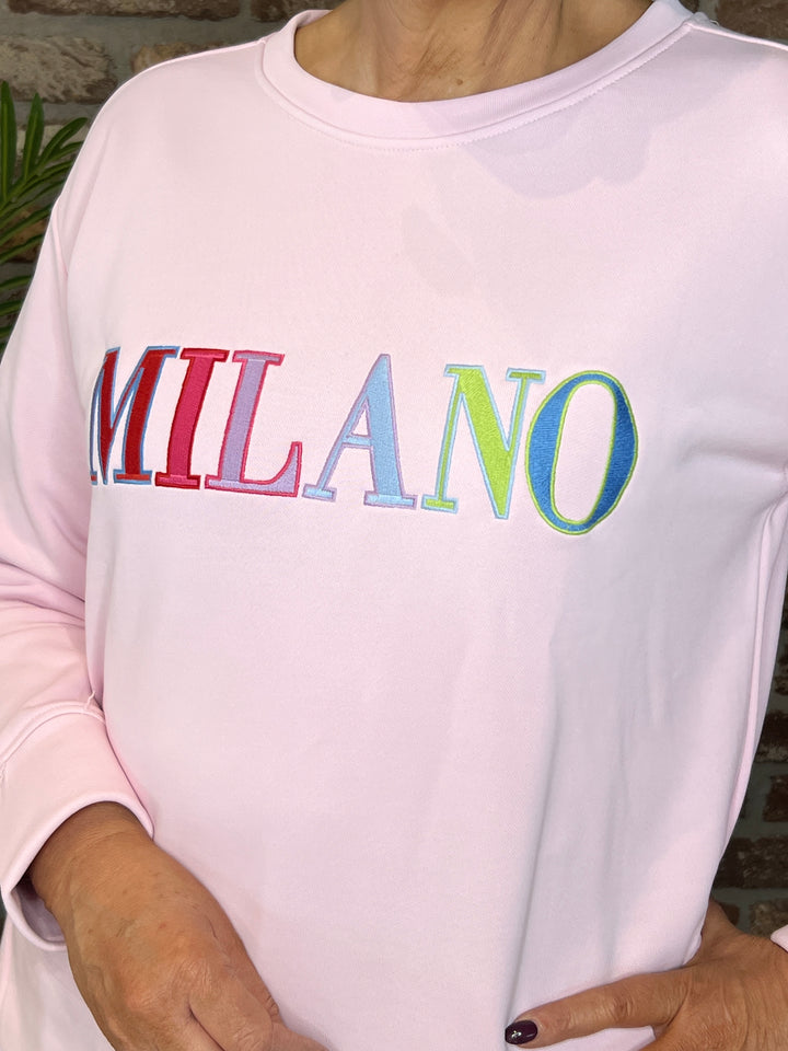 Milano Italy Slogan Sweatshirt In rose