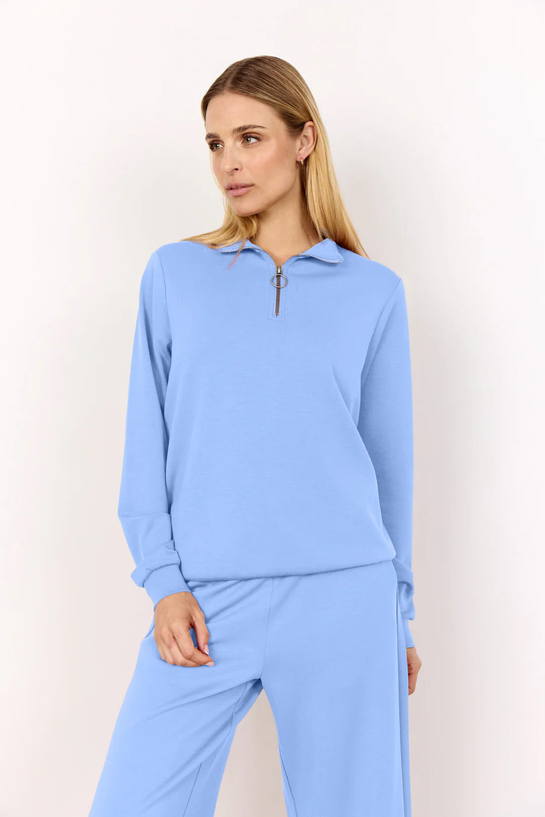 Soya Concept Banu zipped Sweatshirt In Light Blue