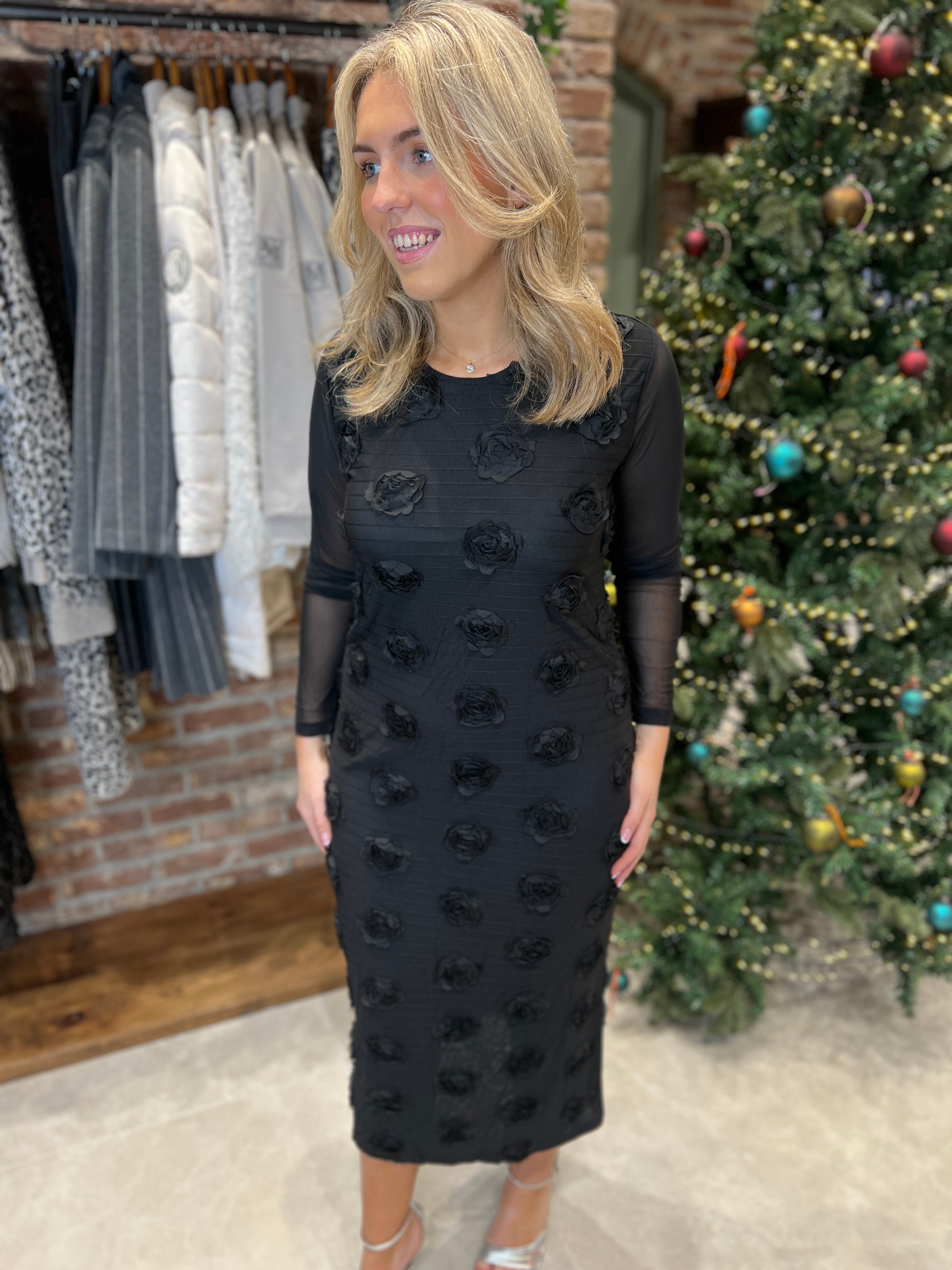 Culture Floral Details Dress In Black