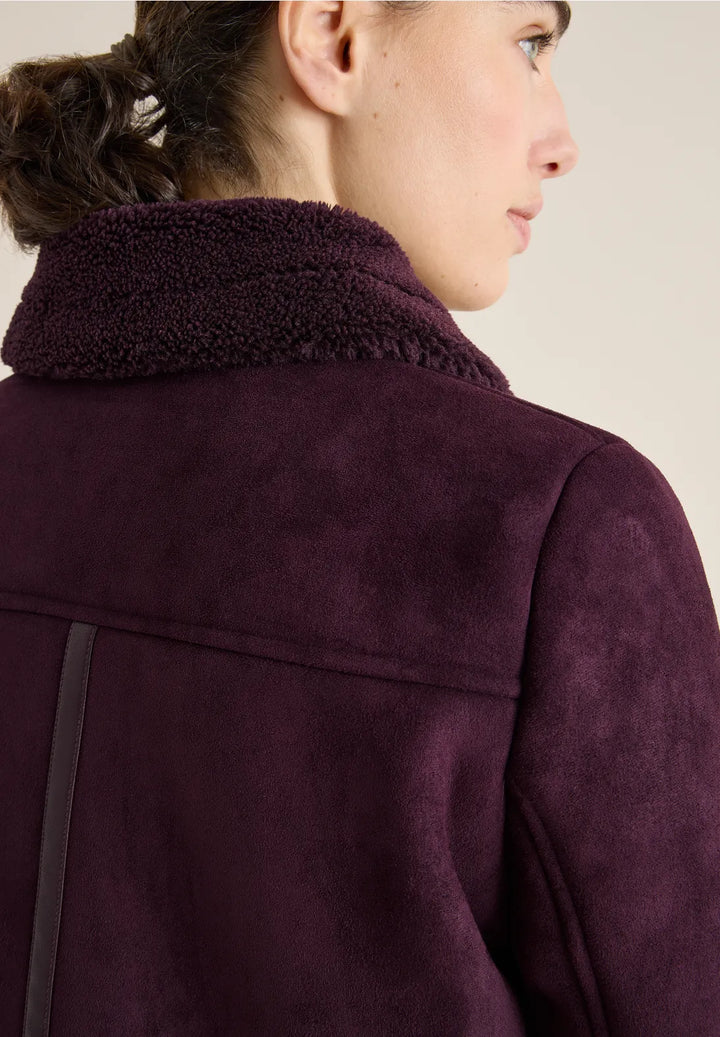 Cecil Velour Jacket In Eggplant Red
